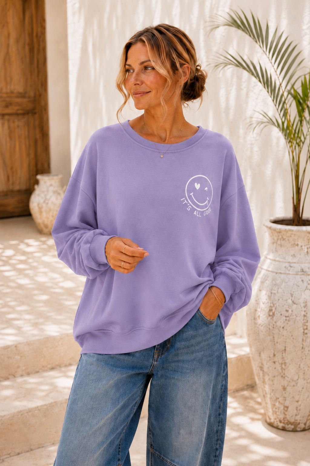 Sweatshirt „Happy Vibes NINA“ – Made in Italy