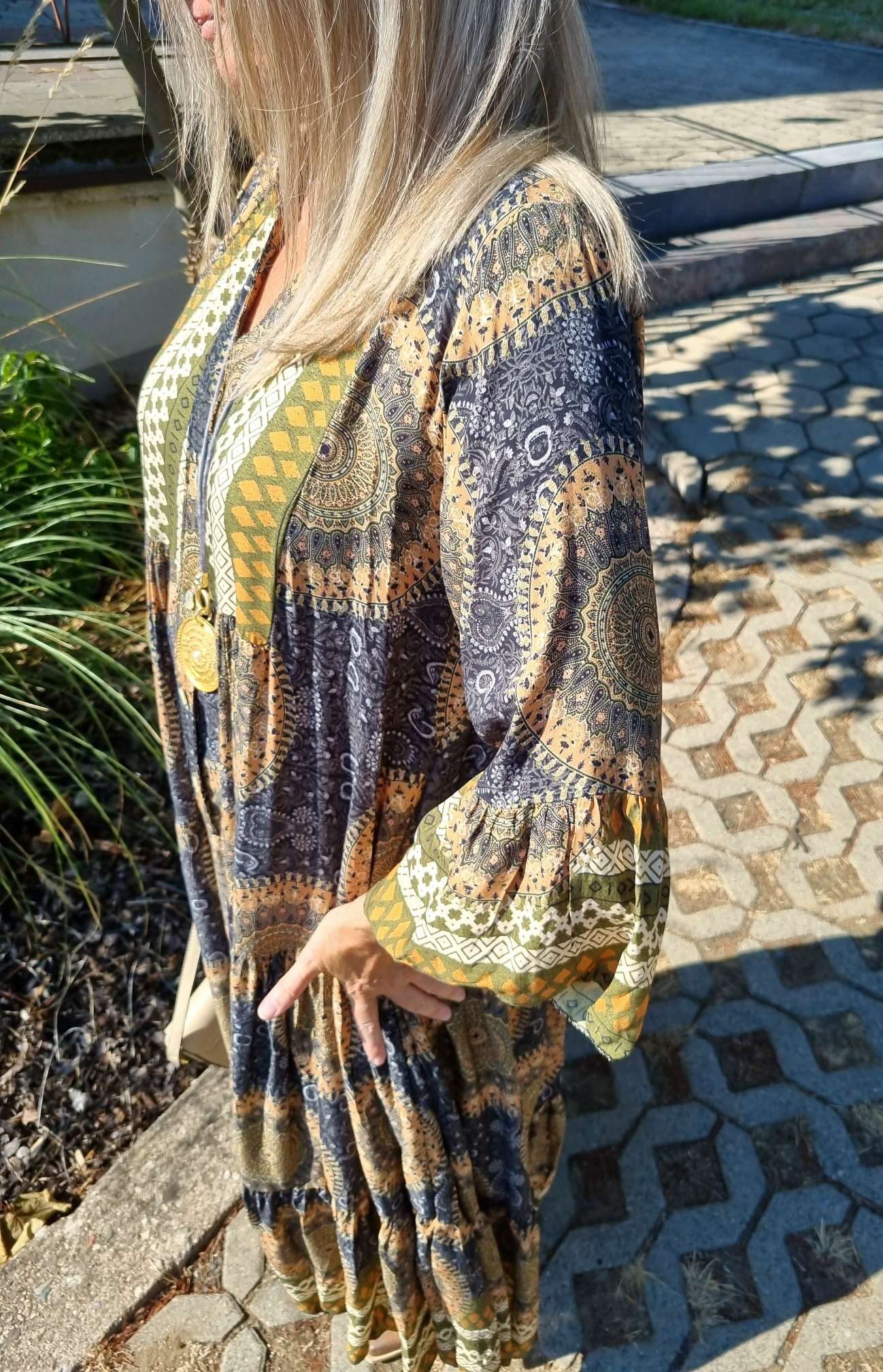 MAXI TUNIKA DRESS MICAELA BLACK KHAKI 34-42 Made in Italy langes Kleid Hängerchen Tunikakleid MAXI TUNIKA DRESS MICAELA BLACK KHAKI 34-42 Made in Italy langes Kleid Hängerchen Tunikakleid