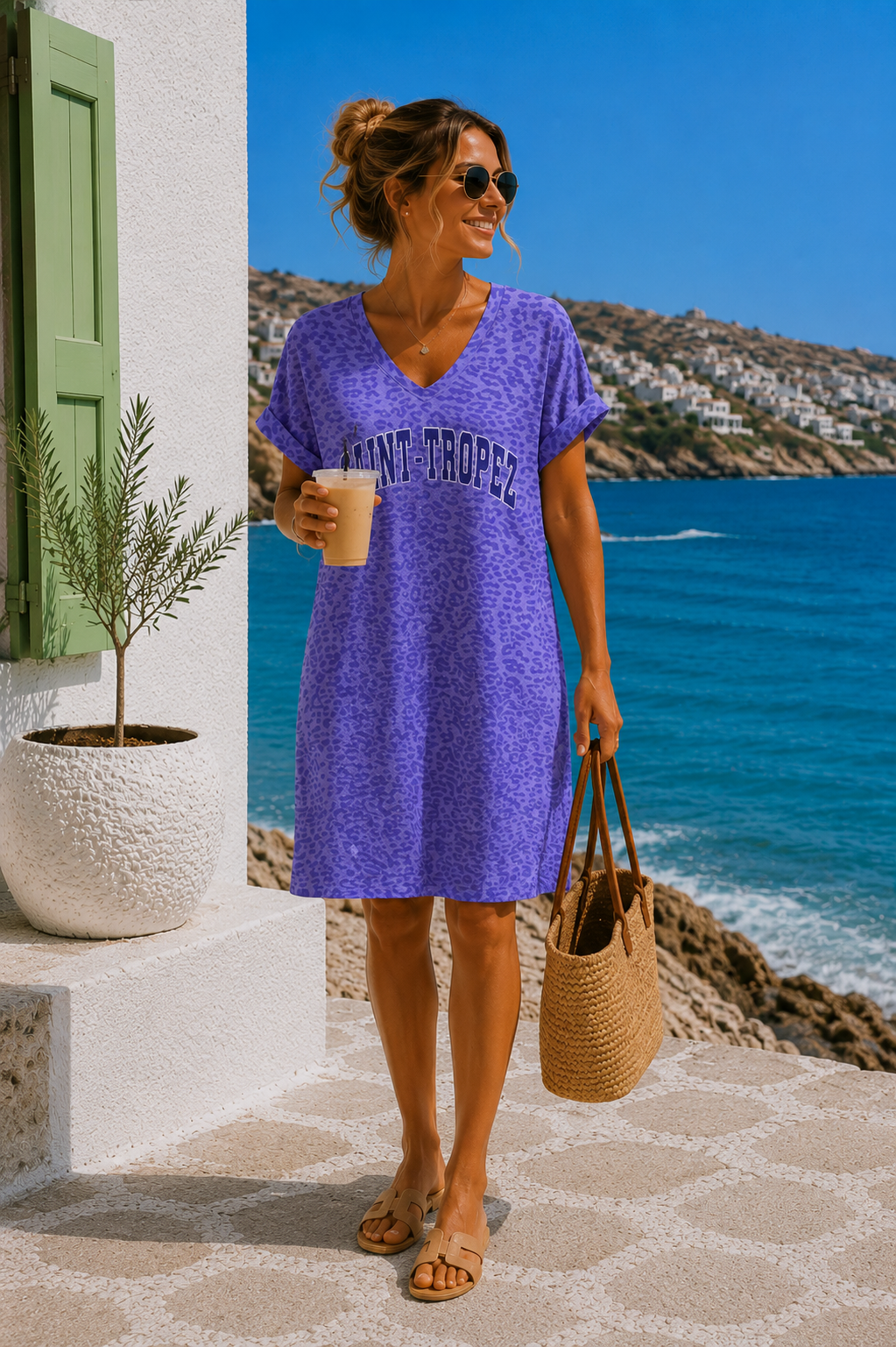 Leo-T-Shirt-Kleid Safiya Saint Tropez Made in Italy 34-42/44