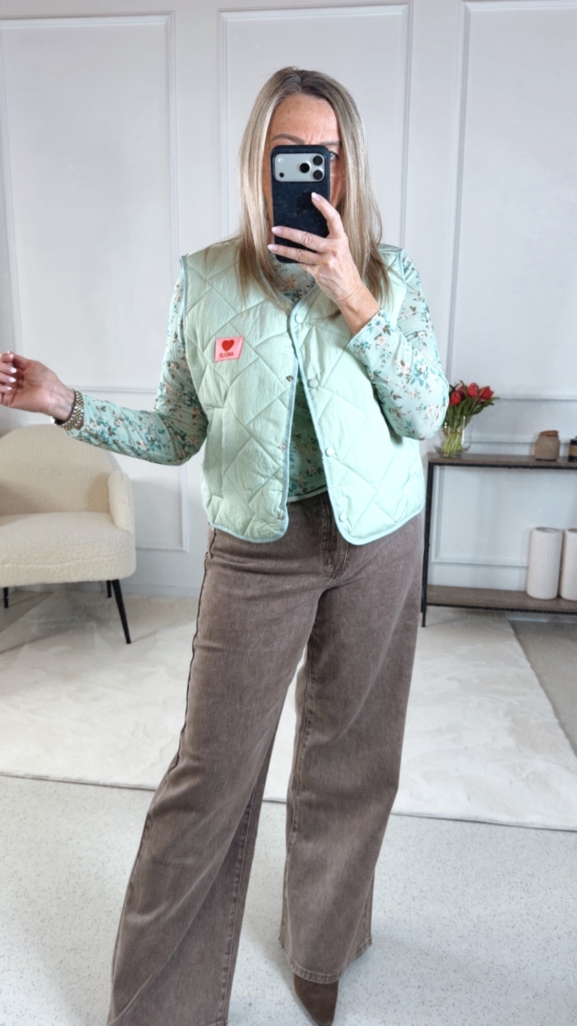 Steppweste „Colette“ UNI MIT AMOUR-PATCH 34-42 Made in Italy