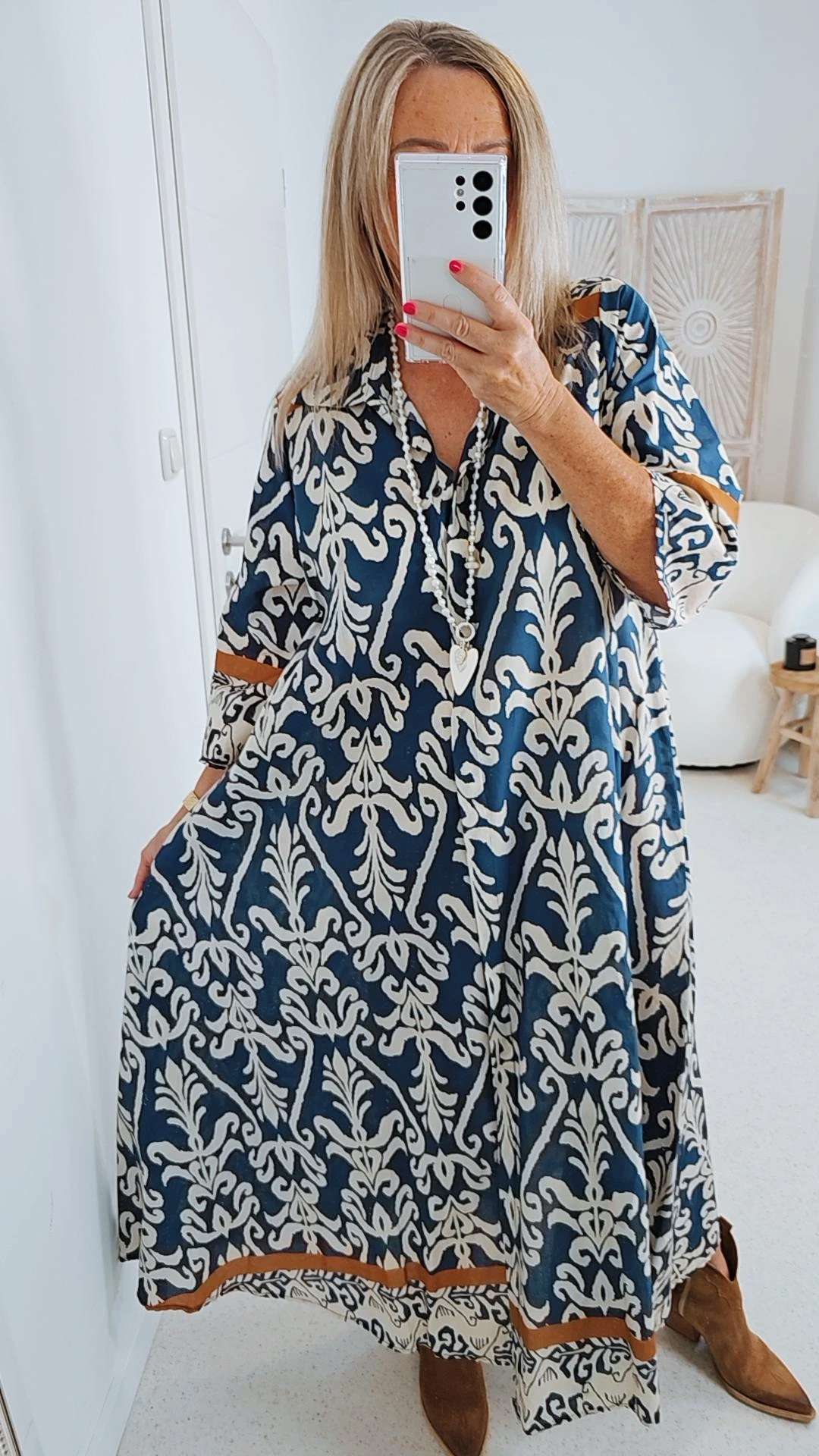 BLUSEN KLEID LOUIE 34-42 Made in Italy langes Maxi Kleid BLUSEN KLEID LOUIE 34-42 Made in Italy langes Maxi Kleid