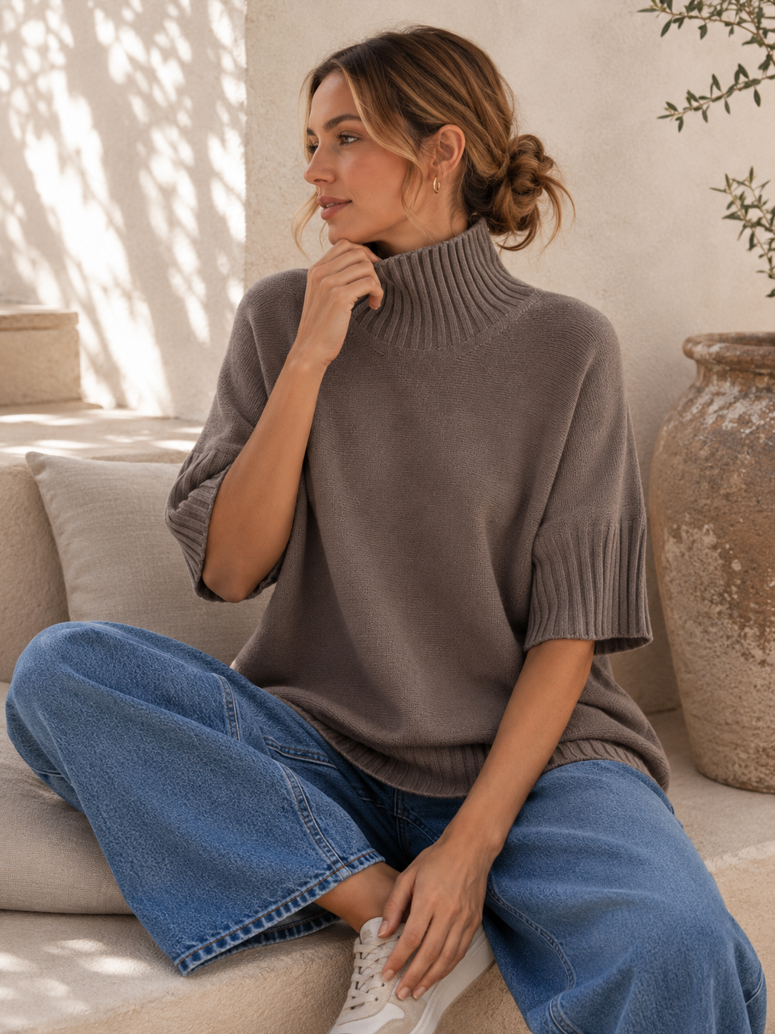 Strickpullover mit Stehkragen & Rippenstrick I NO. SP0017 I Made in Italy 34-42/44