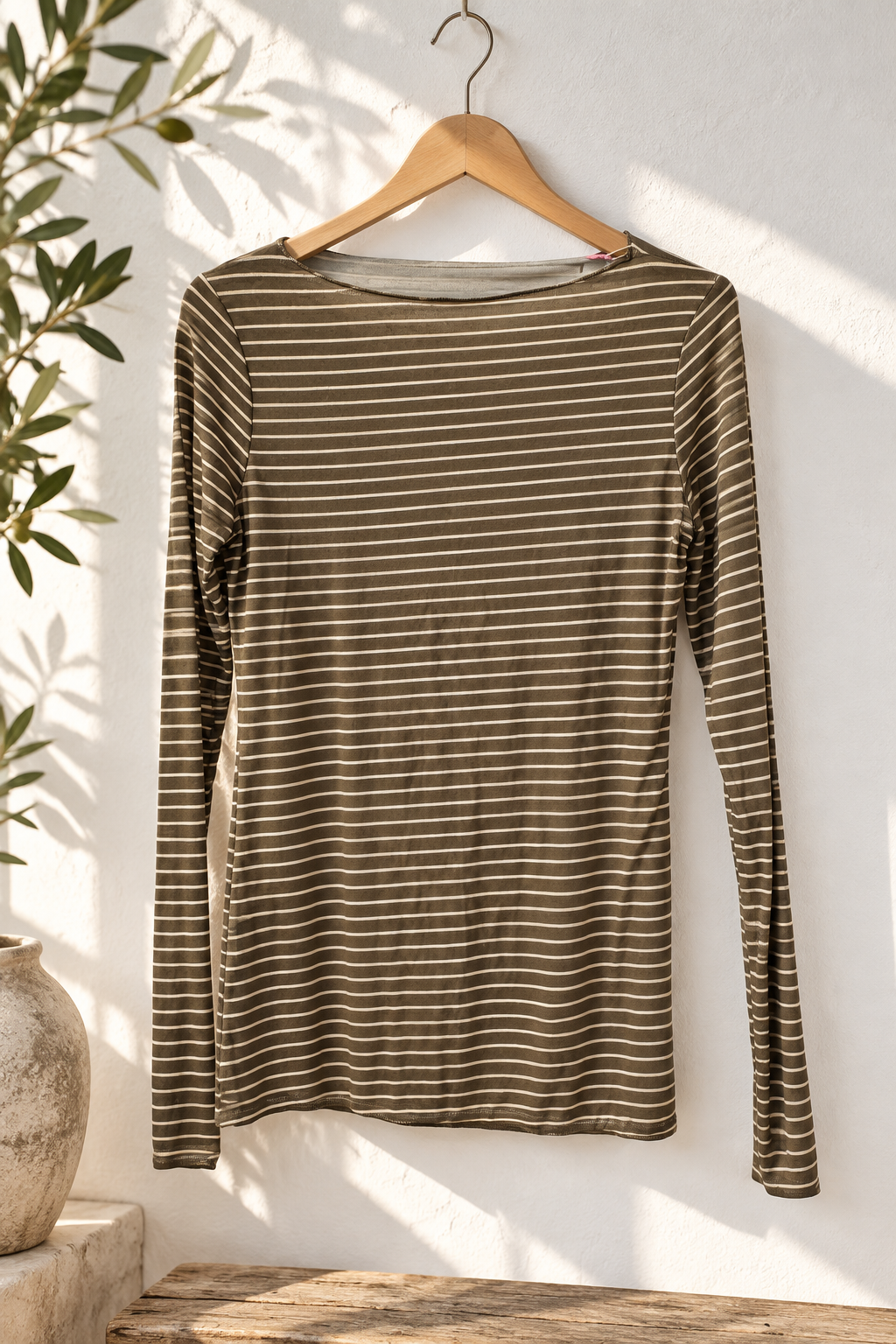 COMFY STRETCH LANGARMSHIRT STREIFEN Made in Italy Gr.  34- 40/42 LS0113 Cashmere