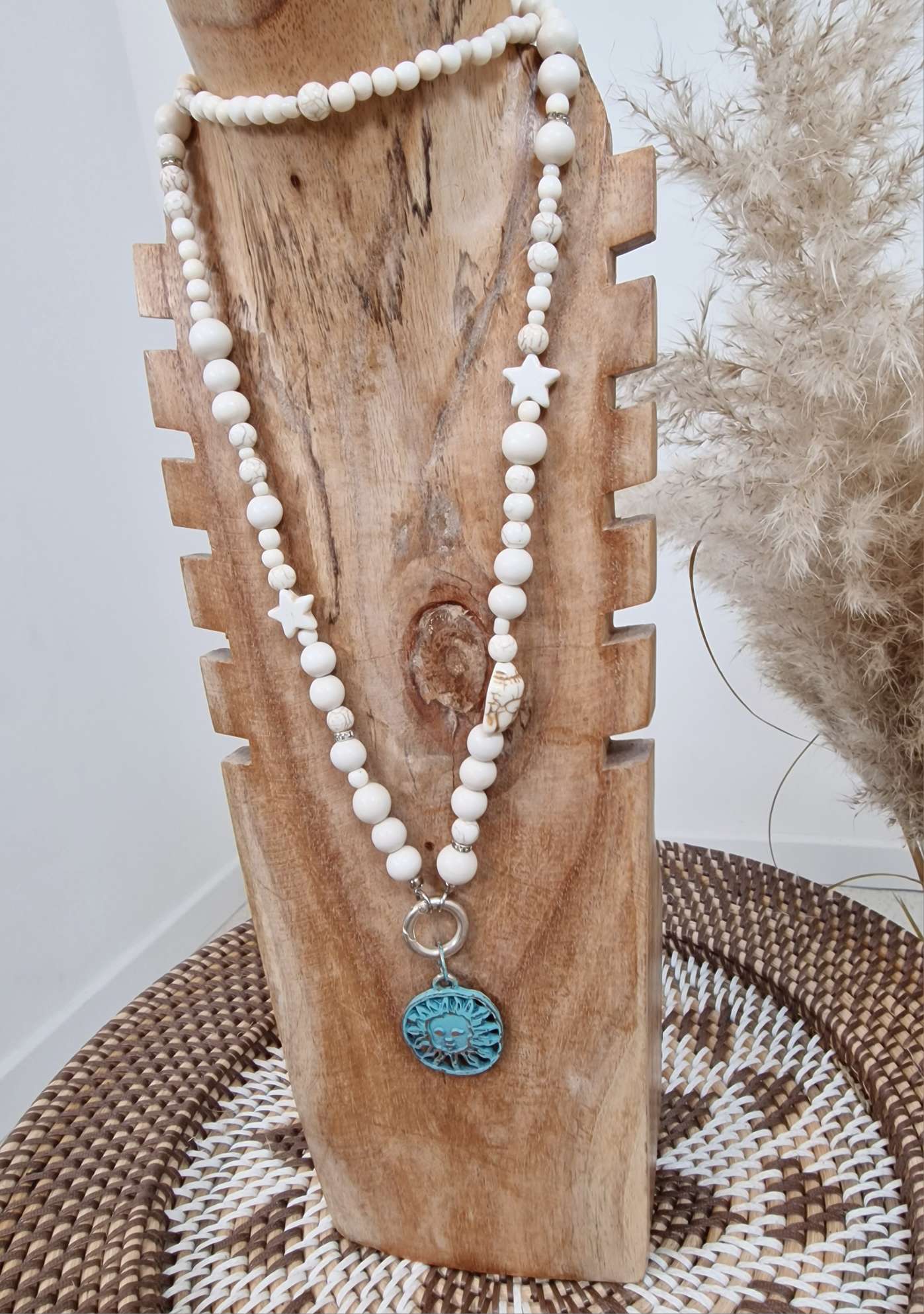 EXKLUSIVE LANGE KETTE BUDDHA OFFWHITE Silver Shiny SUNSHINE Türkis EXKLUSIVE LANGE KETTE BUDDHA OFFWHITE Silver Shiny SUNSHINE Türkis