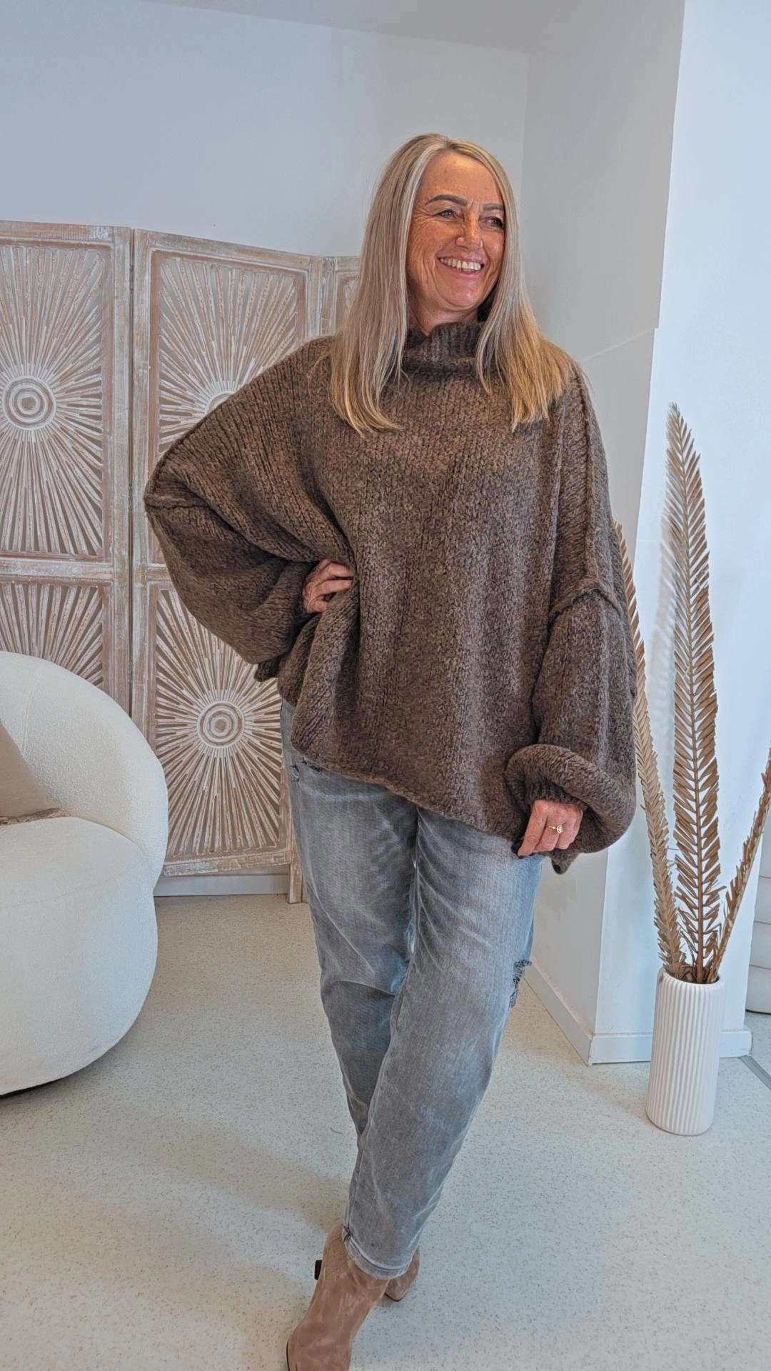 COZY KNIT SWEATER SCARLETT Made in Italy 34-48 OVERSIZE Pullover