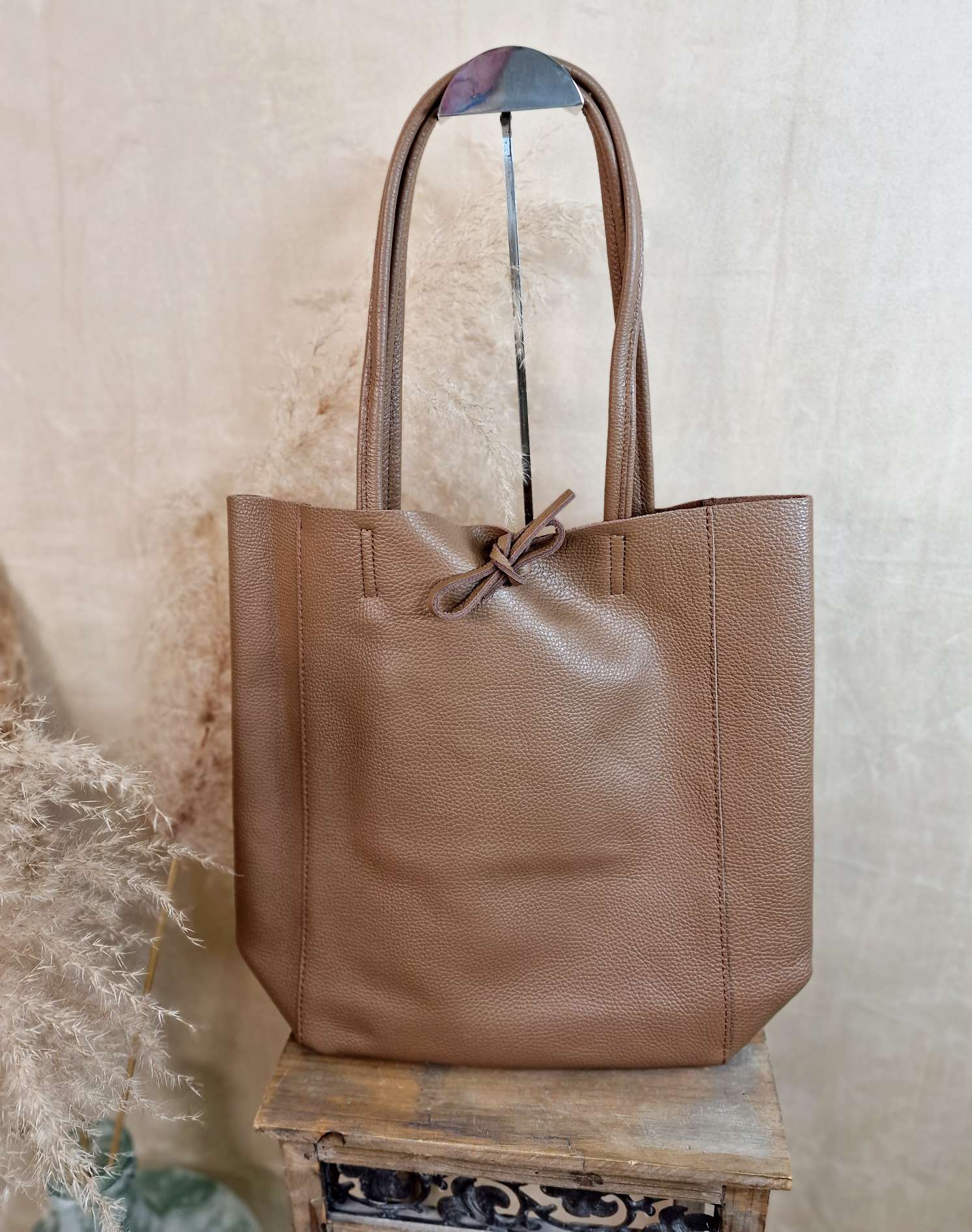 BASIC LEDER SHOPPER MARA TAUPE Made in Italy Ledertasche Tasche 