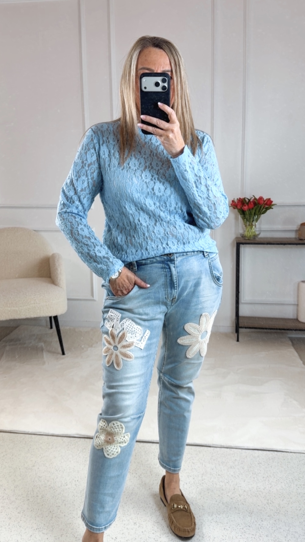 SPITZENTOP ELVA LONG Made in Italy 34 - 42