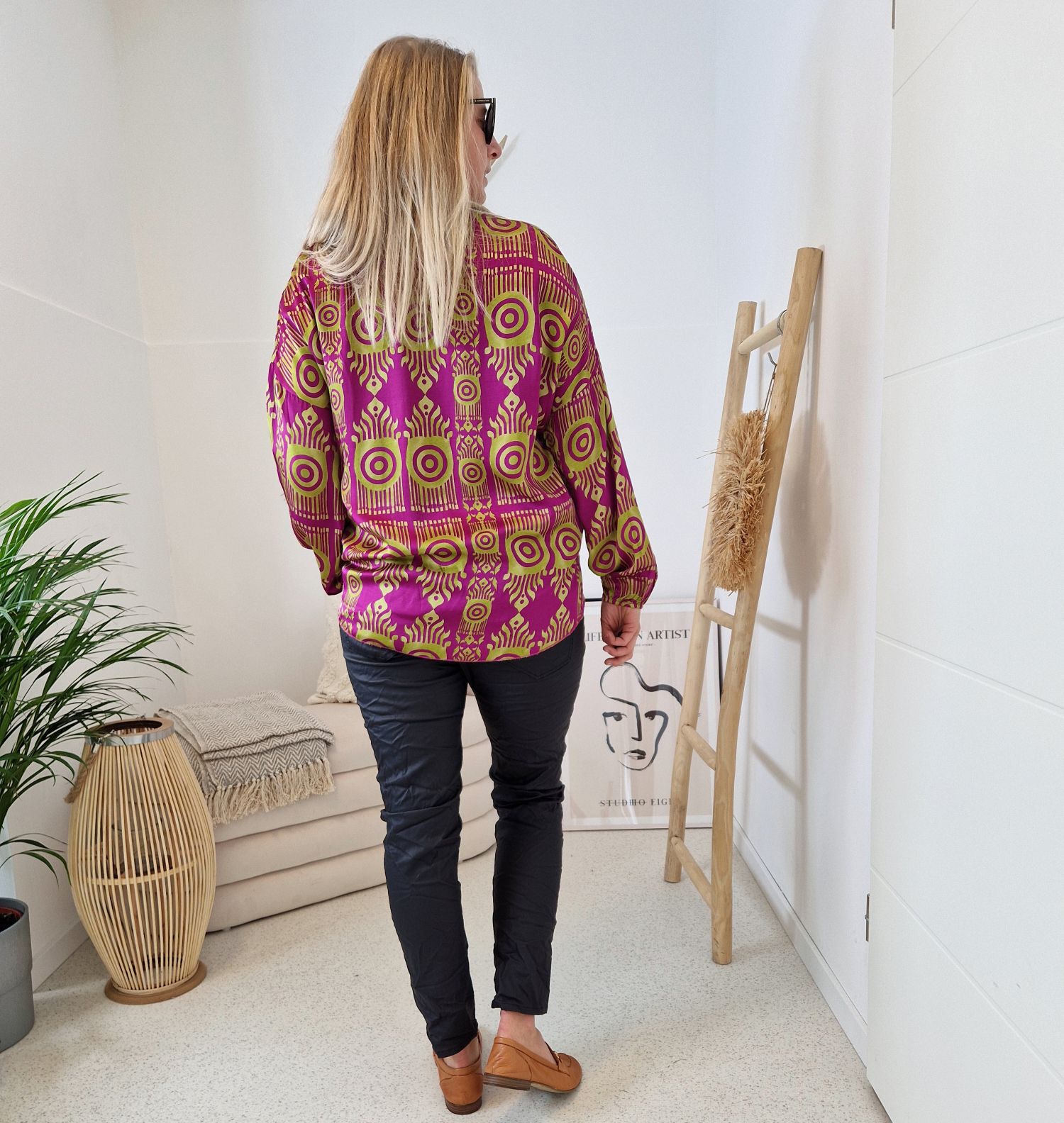 SEIDEN BLUSE LILITH PINK GRÜN 34-42 Made in Italy Silk Mix Oversize Shirt SEIDEN BLUSE LILITH PINK GRÜN 34-42 Made in Italy Silk Mix Oversize Shirt