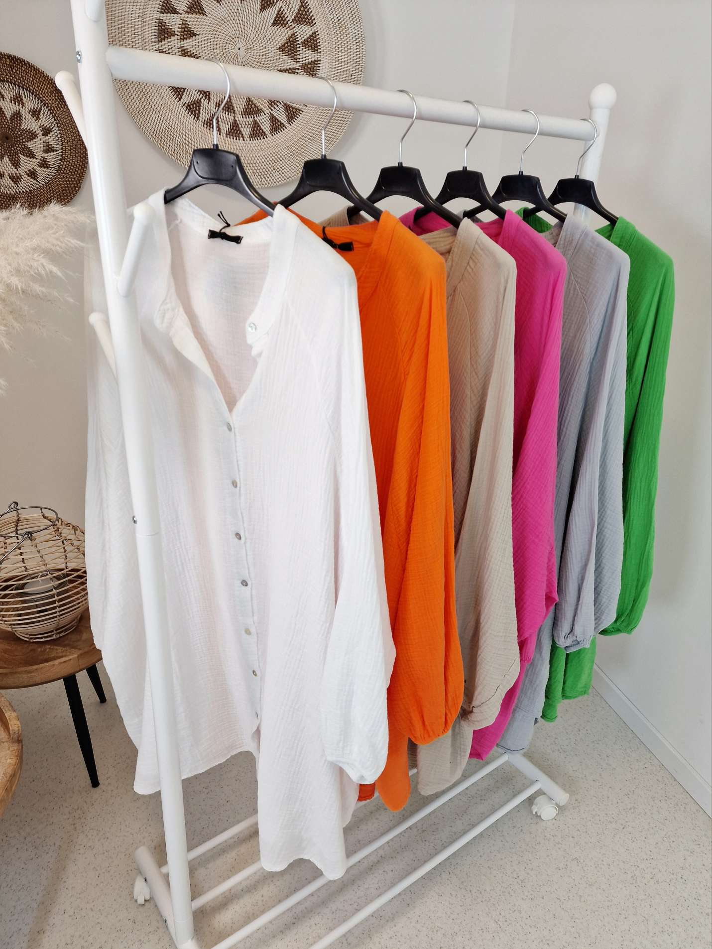 MUSSELIN OVERSIZE BLUSE BE CREATIVE ORANGE 34-42/44 Made in Italy Longbluse Kleid Tunika Shirt Blusenjacke MUSSELIN OVERSIZE BLUSE BE CREATIVE ORANGE 34-42/44 Made in Italy Longbluse Kleid Tunika Shirt Blusenjacke