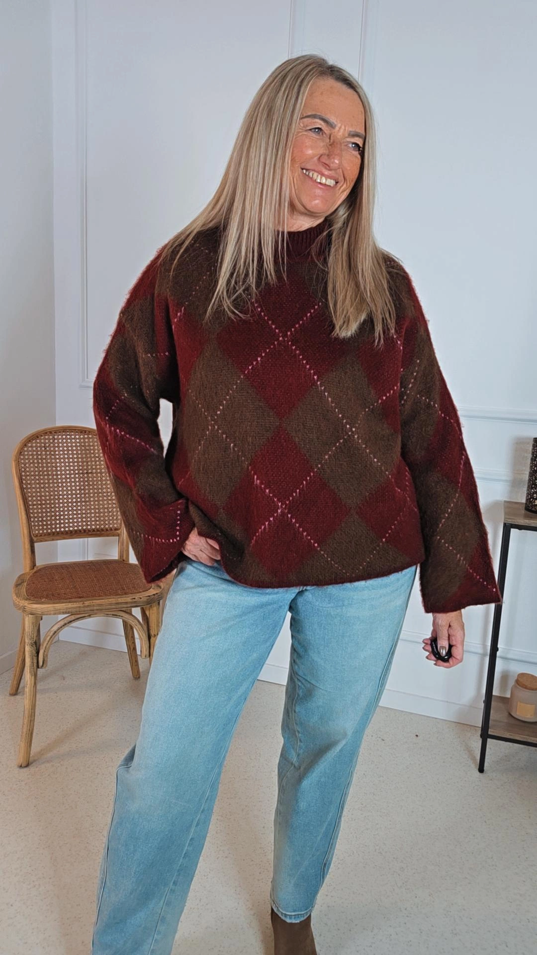 COZY KNIT SWEATER MIRANDA Strickpullover graphisches Muster 34- 44 Made in Italy