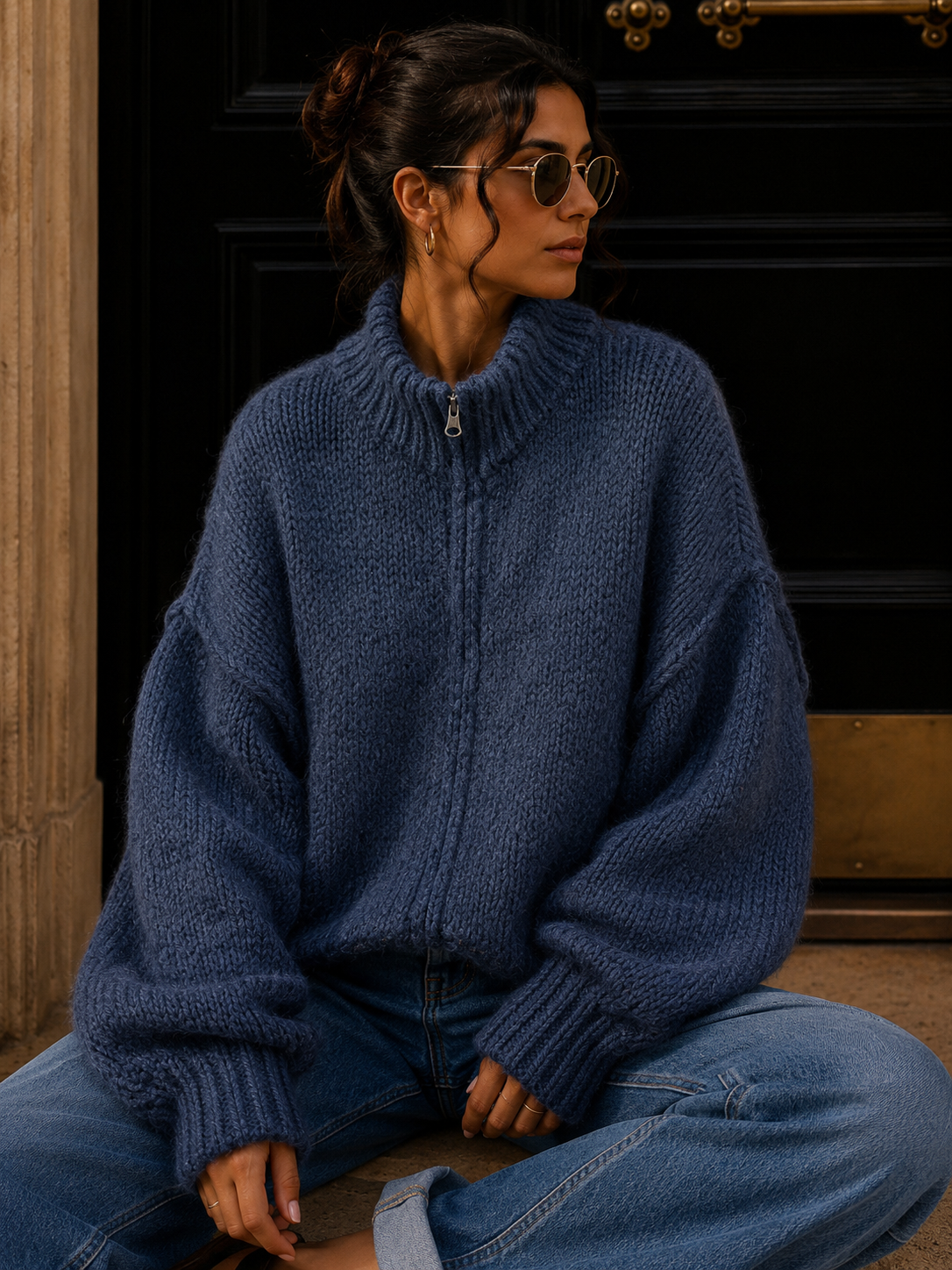 Strickjacke mit Reißverschluss I SJ0043 I Made in Italy 34-46