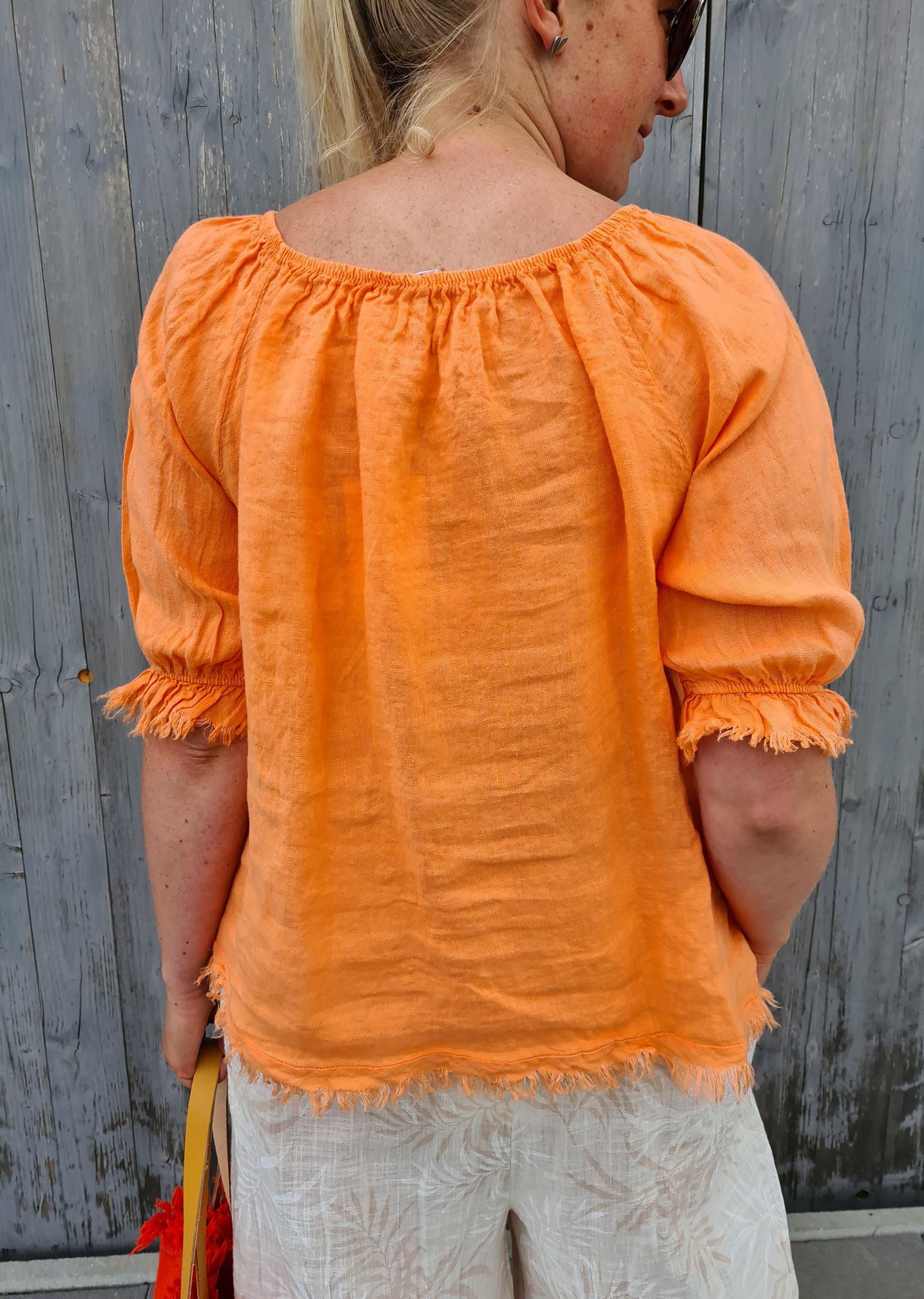 LINEN BLUSE VERONA KORALLE 34-40 Made in Italy Leinen Oversize Tunika Shirt ORANGE LINEN BLUSE VERONA KORALLE 34-40 Made in Italy Leinen Oversize Tunika Shirt ORANGE