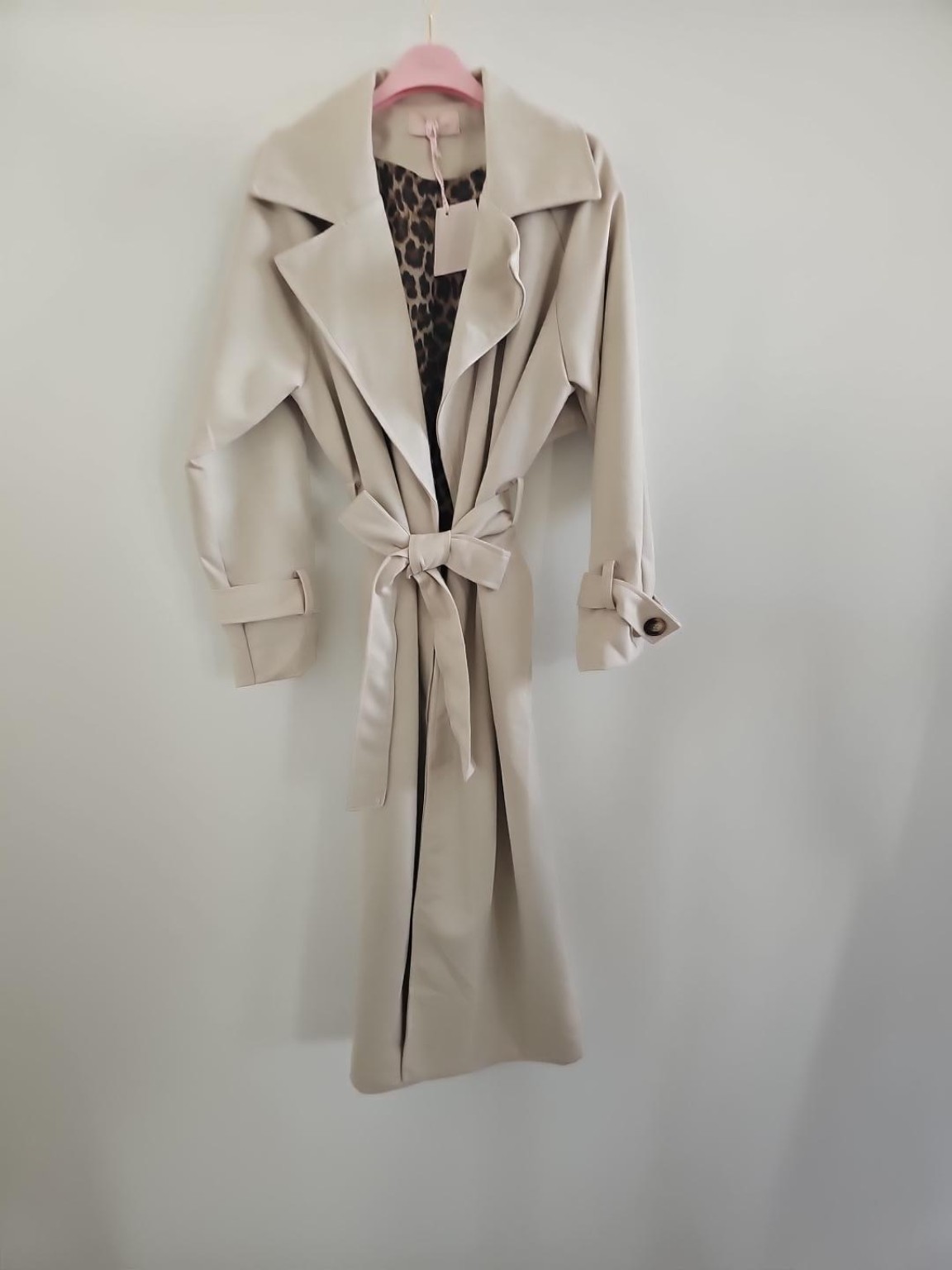 Tansania – Trenchcoat Mantel in Velourleder-Optik mit Leo-Futter | Made in Italy