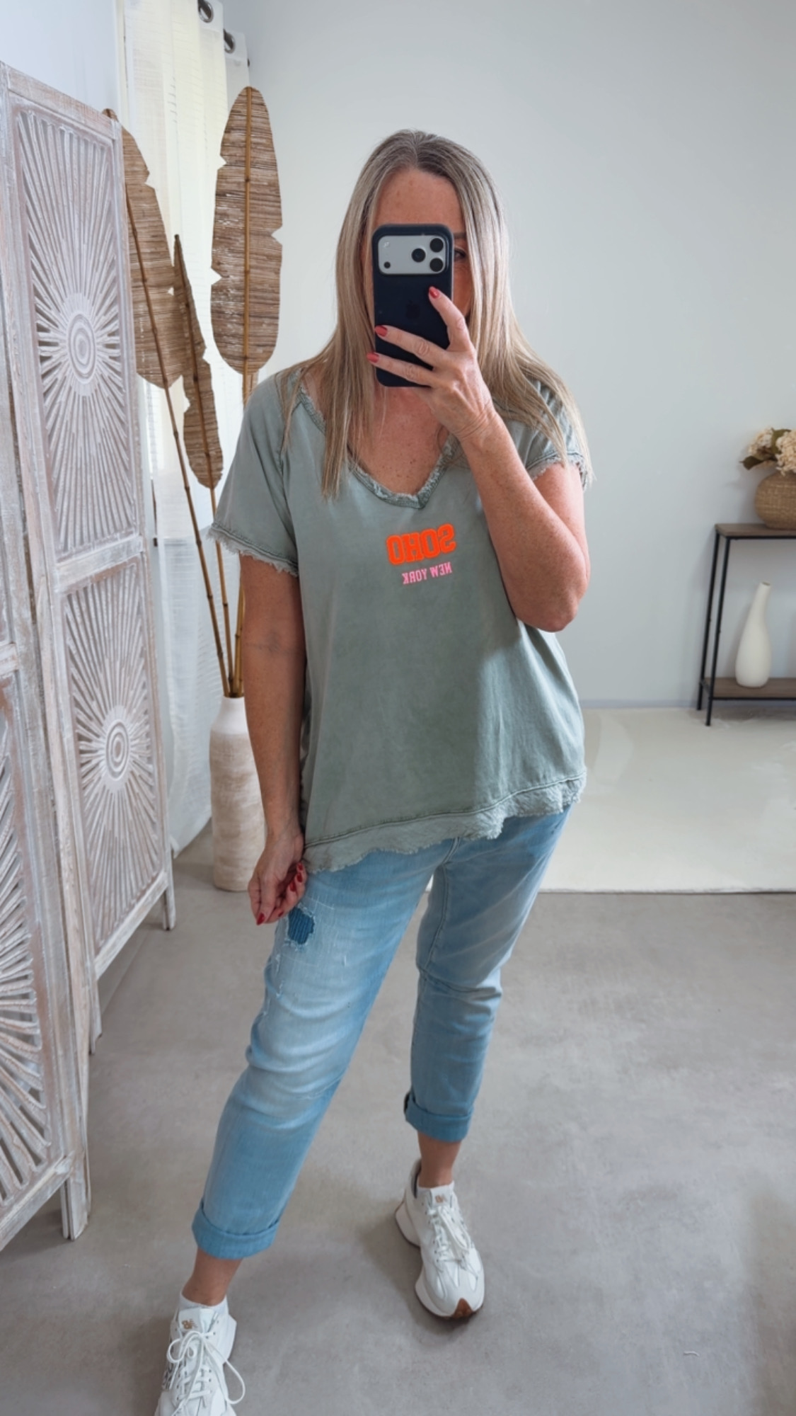 Basic T-Shirt „Marie Soho New York“ – Made in Italy 🌸 Größe 34 bis 42