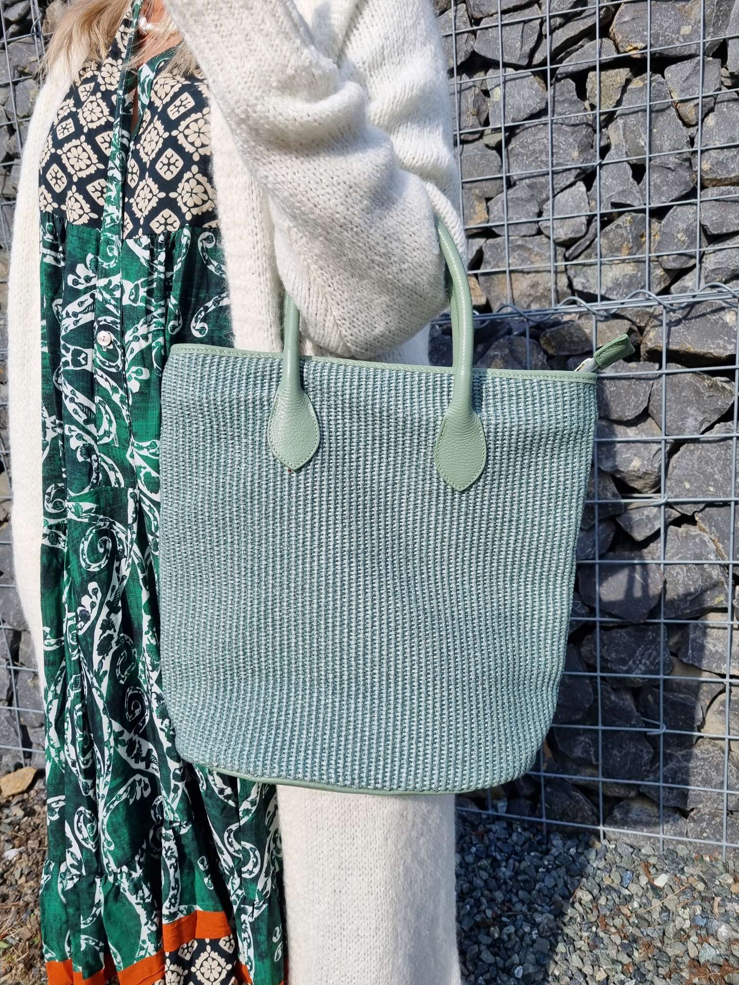 BAST SHOPPER ARIA MINT Leder Tasche Shopping Bag Umhängetasche Made in Italy BAST SHOPPER ARIA MINT Leder Tasche Shopping Bag Umhängetasche Made in Italy