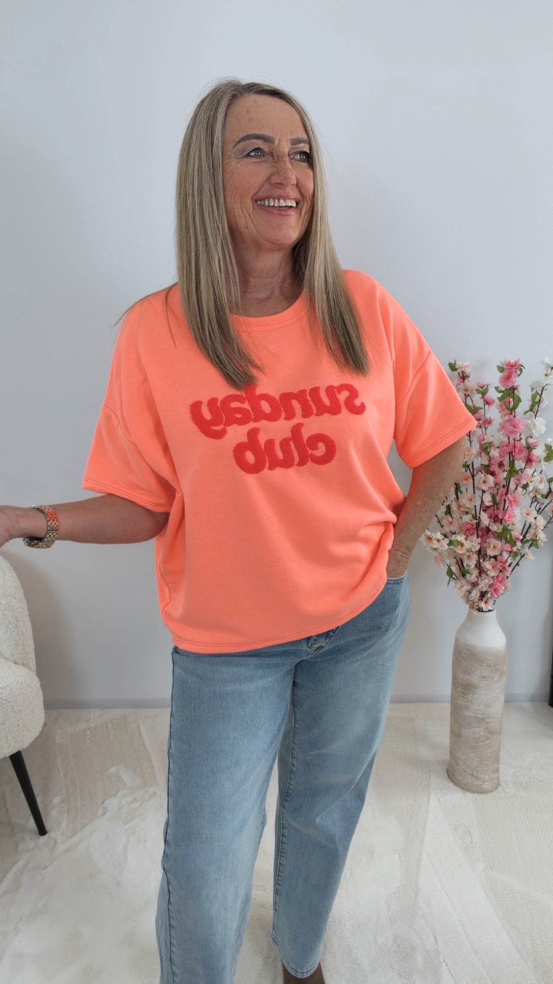 🧡✨ Sweatshirt T-Shirt Soliviana Sunday Club Made in Italy 34-42/44