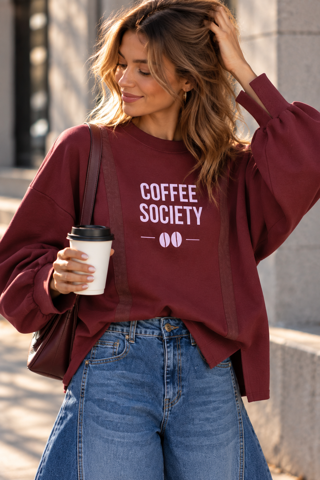 Sweatshirt aus Butterstoff COFFEE SOVIETY SW0177 I Made in Italy 34-42/44