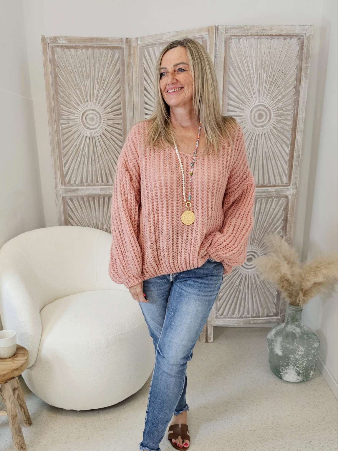 OVERSIZE KNIT SWEATER MALENA KORALLE Strickpullover Pullover 34-42/44 Made in Italy OVERSIZE KNIT SWEATER MALENA KORALLE Strickpullover Pullover 34-42/44 Made in Italy