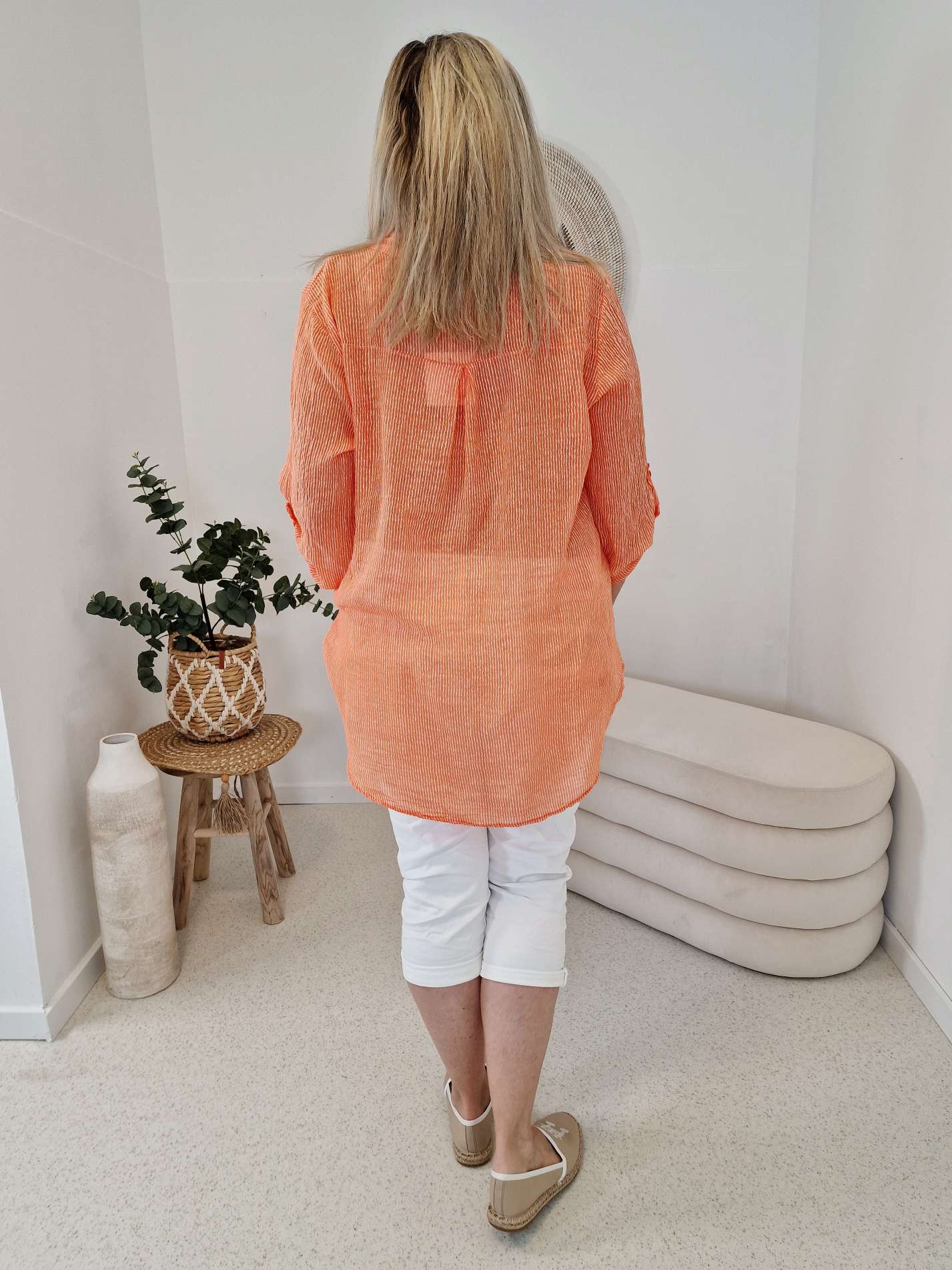 ZARTE STREIFEN BLUSE BELINDE ORANGE 34-42 langarm Bluse Shirt ZARTE STREIFEN BLUSE BELINDE ORANGE 34-42 langarm Bluse Shirt