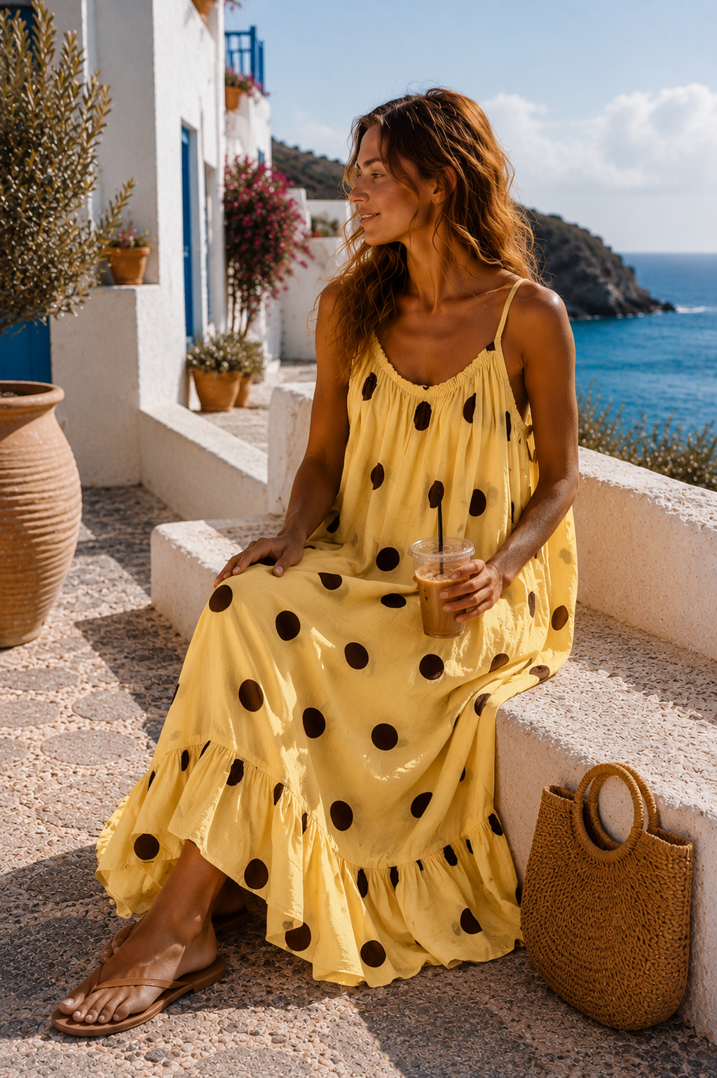 Dots Kleid Isla Spaghettiträger Made in Italy 34-42
