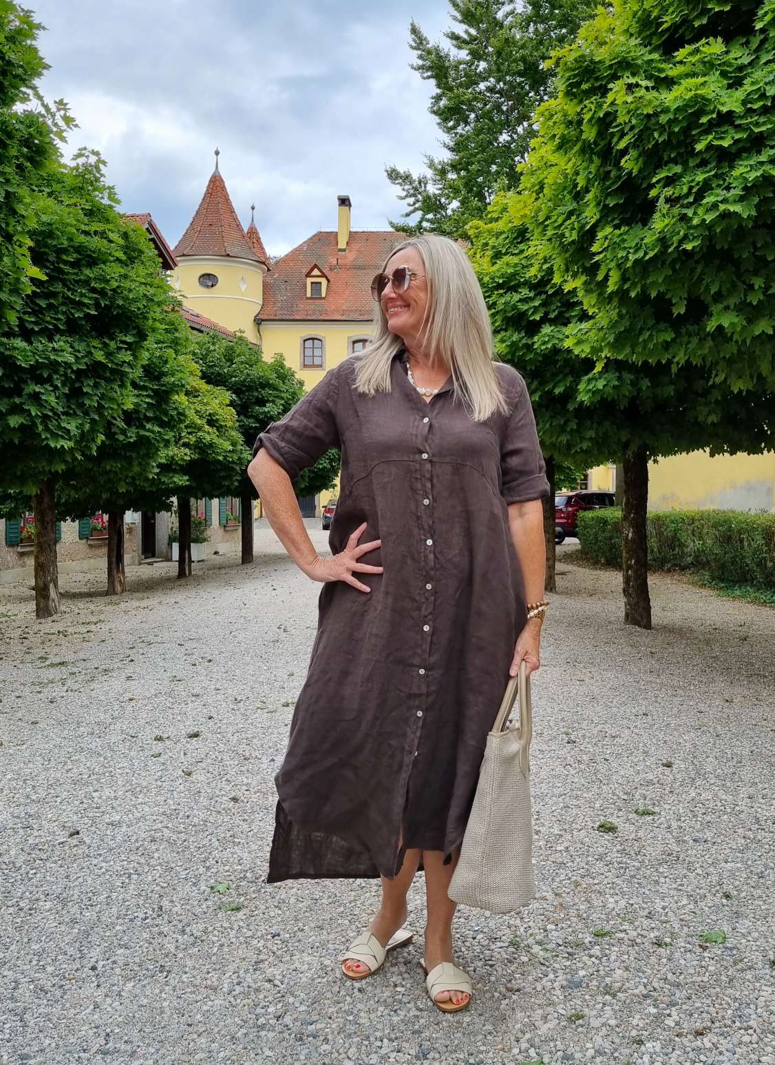 LINEN DESS WILMA BRAUN 34-42 Made in Italy Leinen Kleid Long Bluse Mantel LINEN DESS WILMA BRAUN 34-42 Made in Italy Leinen Kleid Long Bluse Mantel