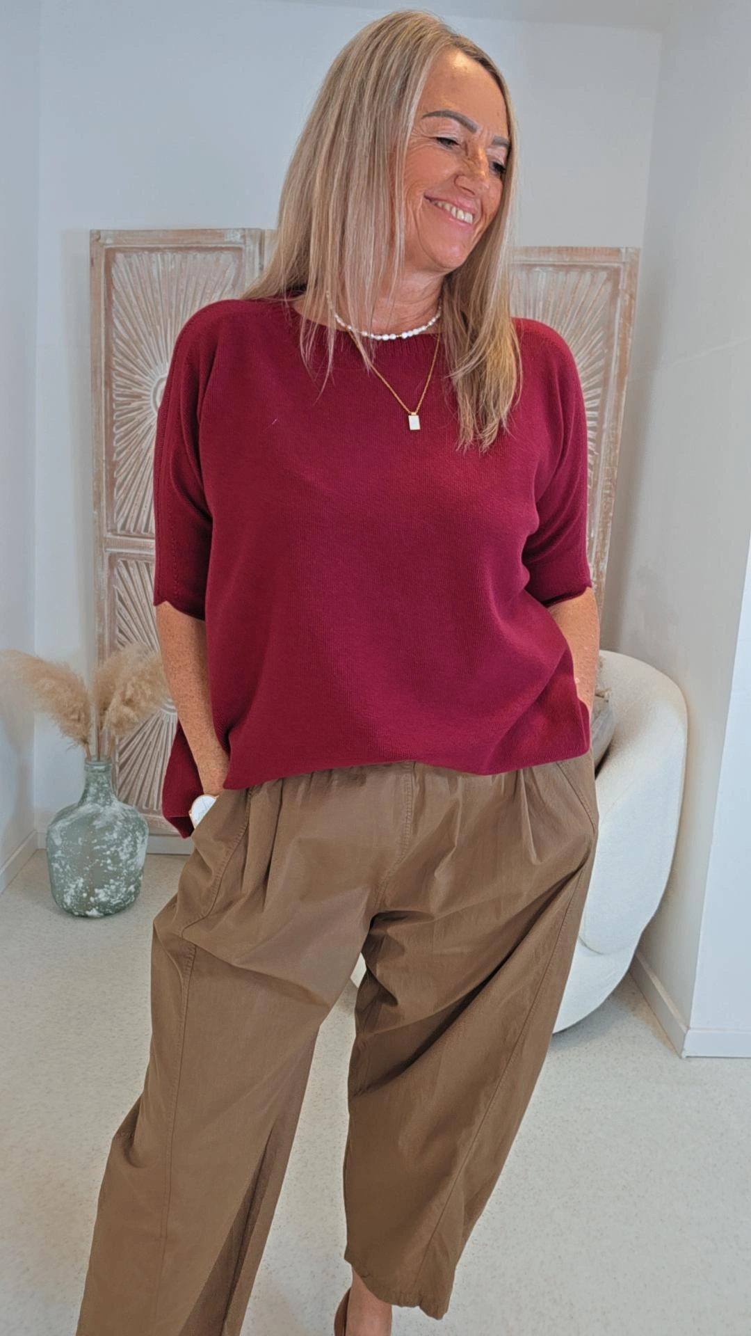VISKOSE-STRICKSHIRT LEANDRA HALBARM 34-44 Made in Italy Kurzarm Pullover
