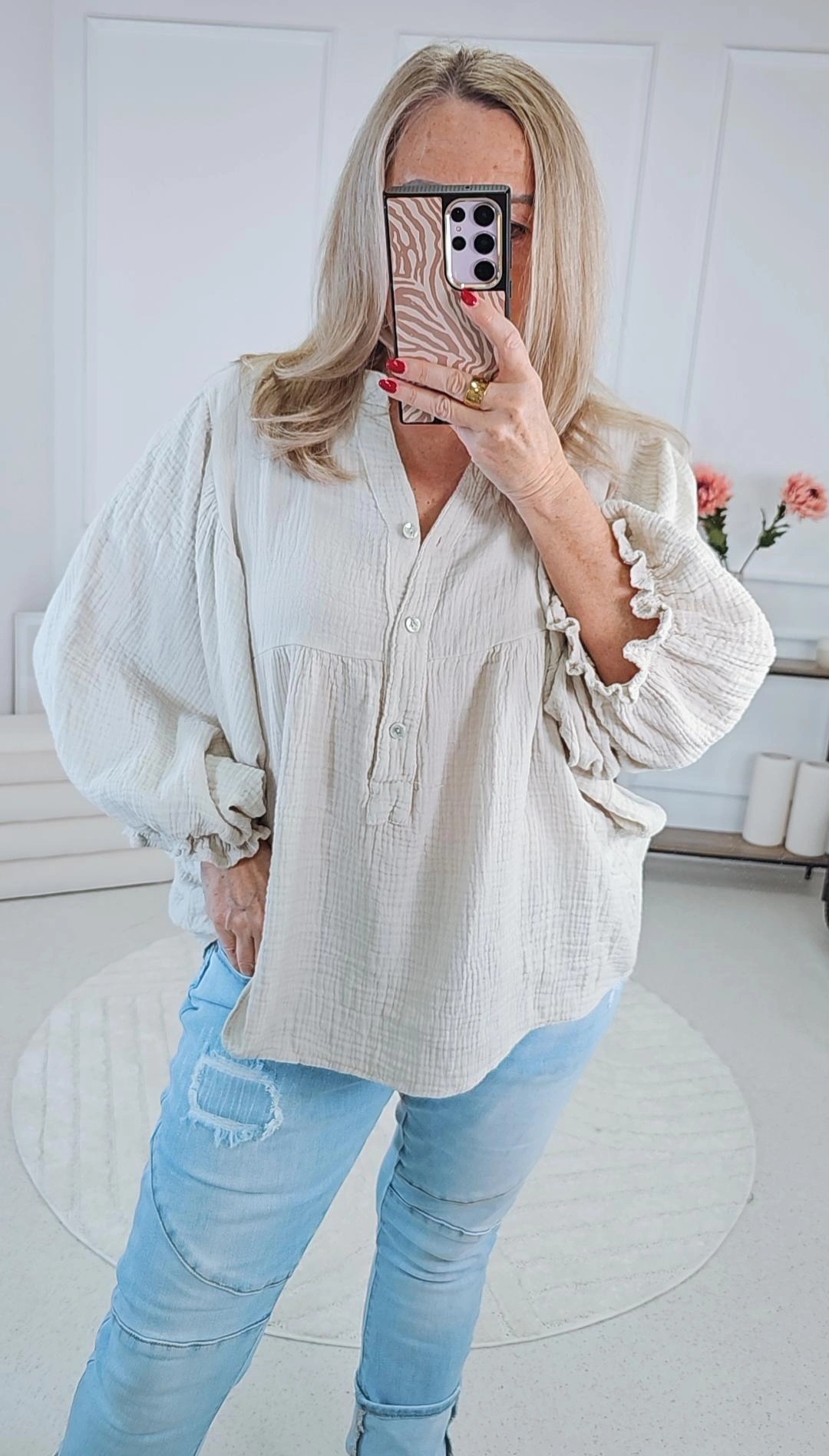 MUSSELIN BLUSE OMAN Made in Italy 34-42 Oversize VOM UMTAUSCH AUSGESCHLOSSEN