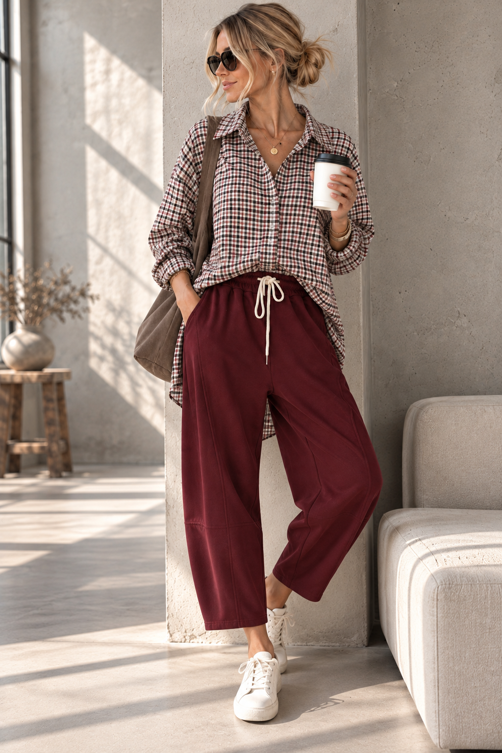 Karo-Bluse – lässiger Oversize-Look I BL0134 I 34-42 I Made in Italy
