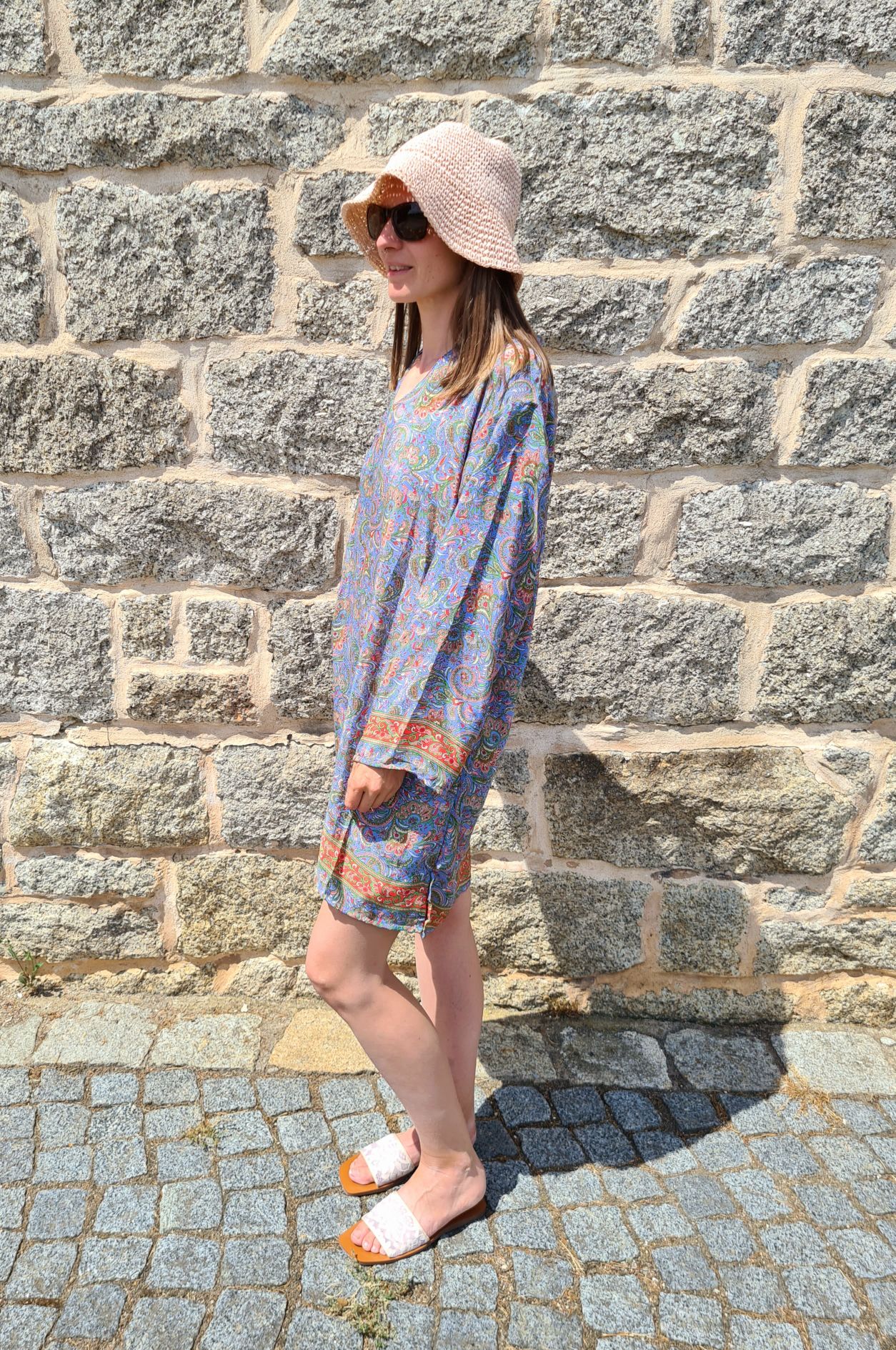SHORT SILK DRESS GREECE HELLBLAU 34-38/40 Italy Style Seide Kleid #DE-9012 SHORT SILK DRESS GREECE HELLBLAU 34-38/40 Italy Style Seide Kleid #DE-9012