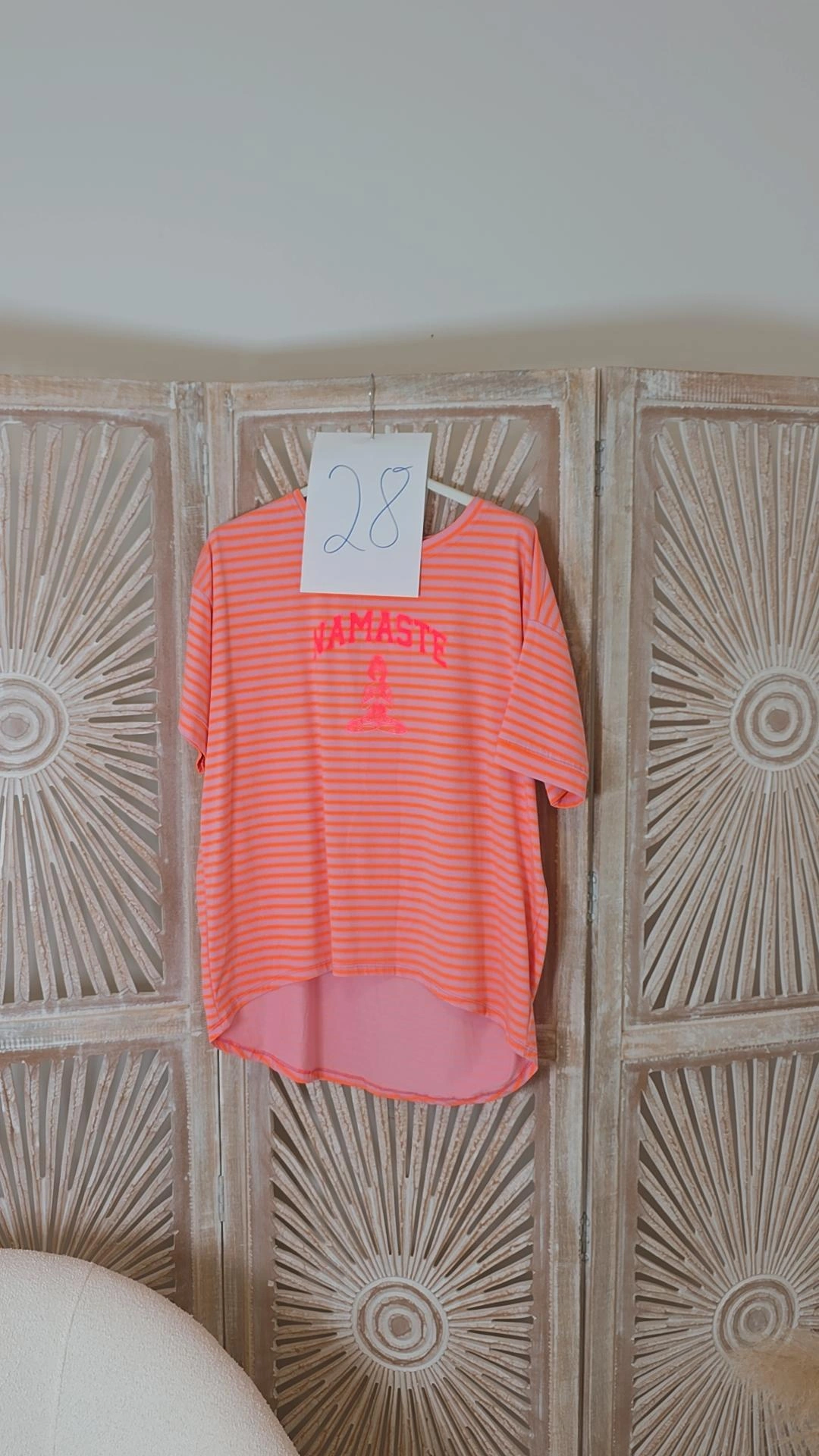 2. WAHL T-SHIRT NAMASTE STRIPES ROSA-NEONORANGE 28