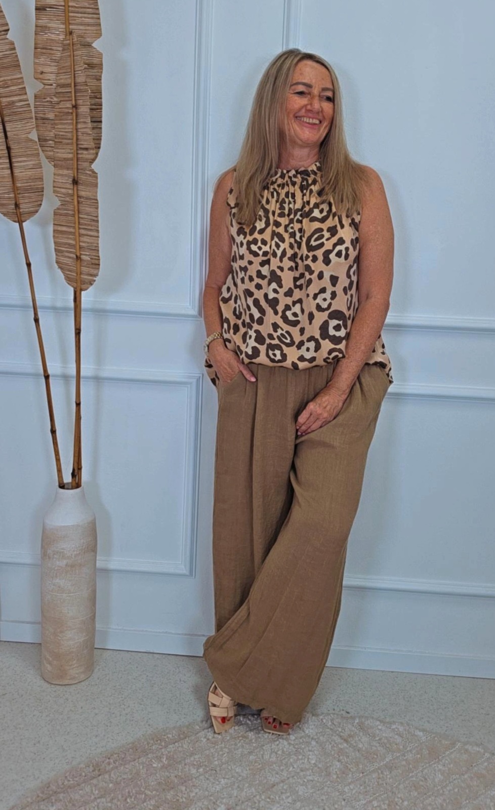 LEINEN TROUSERS CONCHITA MADE IN ITALY 38-44 Leinen Hose