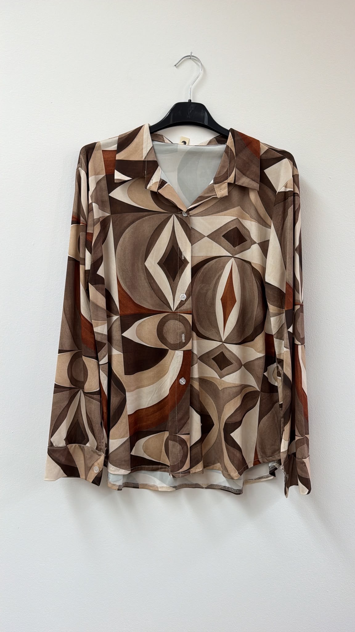 Kofferstoff Bluse Retro Print – No. BL011 | Made in Italy | passt ca. Gr. 34–42