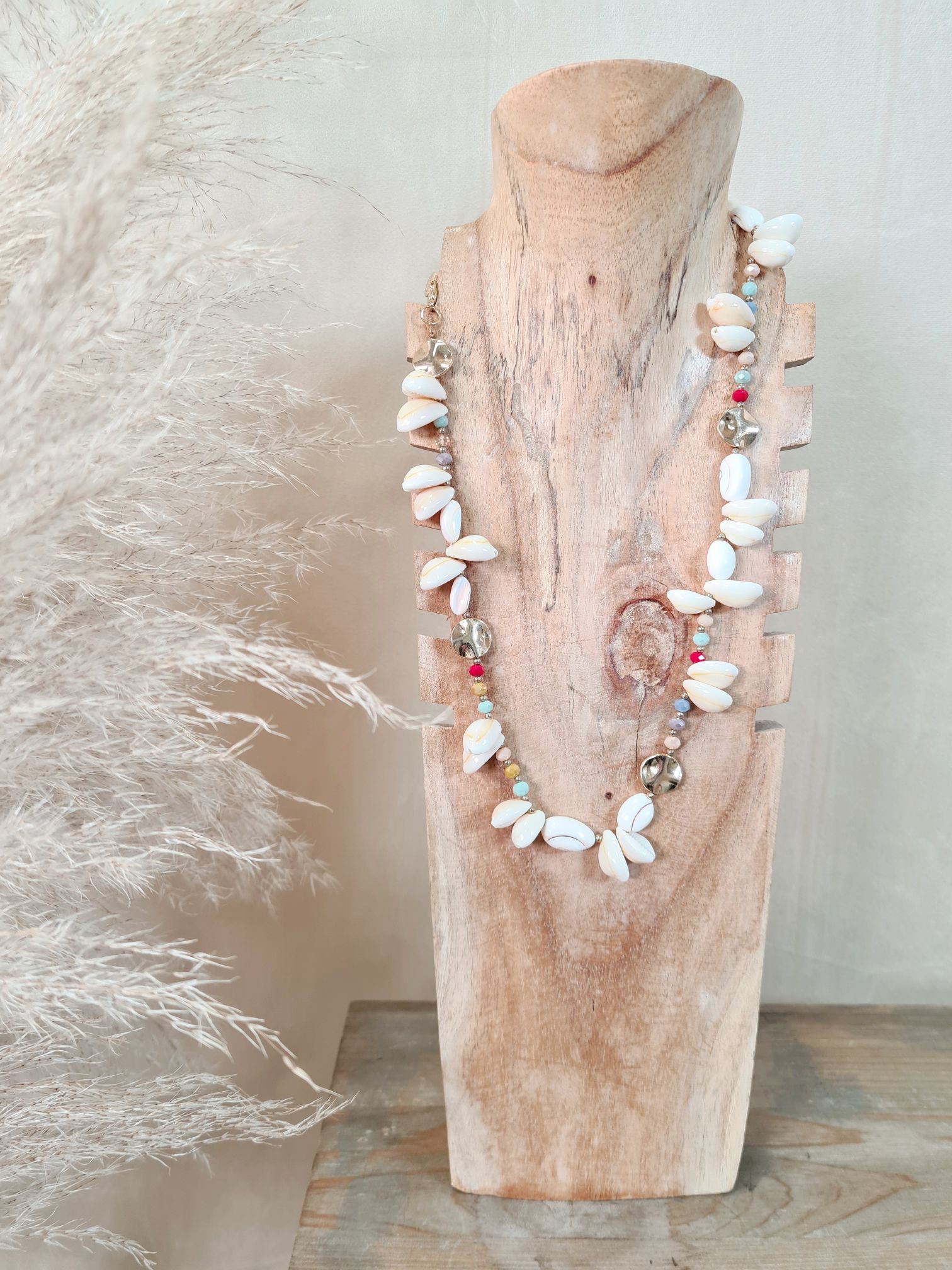 MUSCHEL KETTE BEACH VIBES BUNT Halskette Modeschmuck Italy Design Neckless 