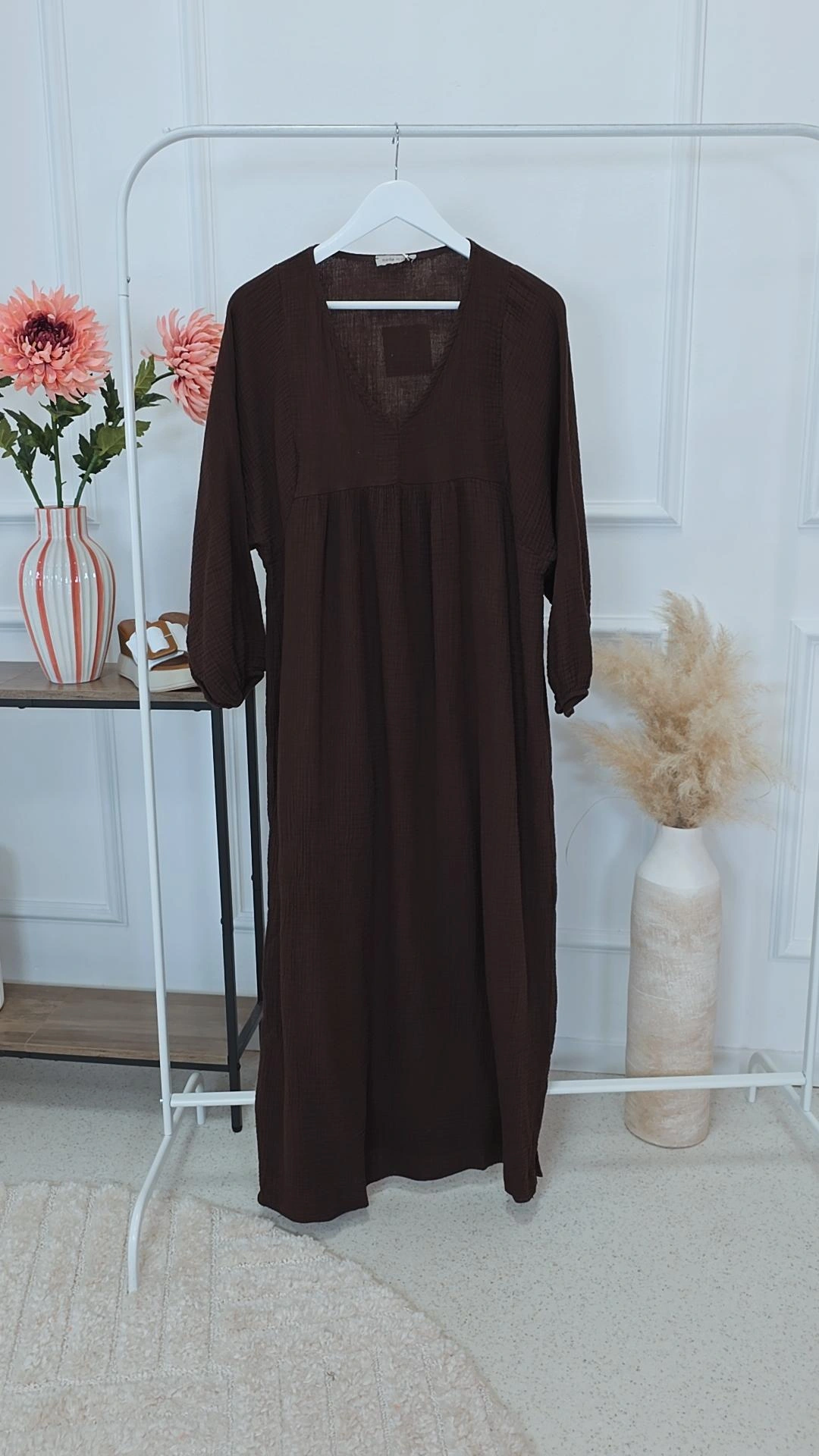 MUSSELIN MAXI DRESS PAROS NEW Made in Italy 34-44/46  Oversize Kleid