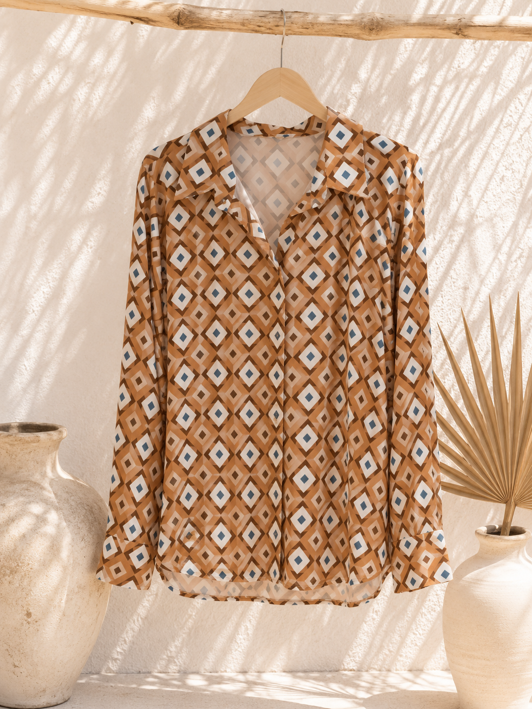 Bluse Valeria – Edle Kofferbluse mit grafischem Muster – Edle Kofferbluse mit grafischem Muster Made in Italy Gr 34-42
