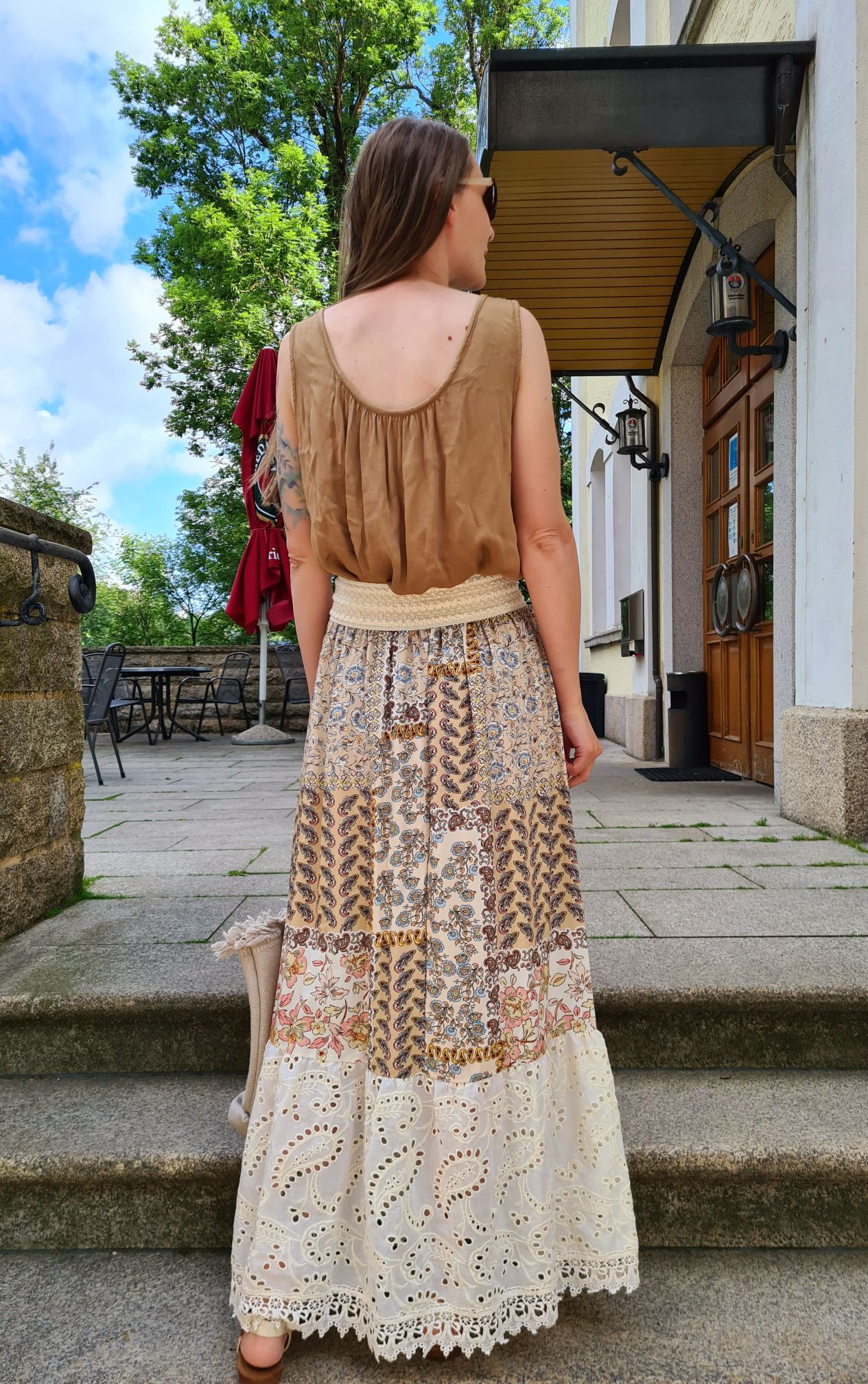 BOHO SKIRT SAMOS BEIGE 34-40 Made in Italy Maxi Rock Bohemian Damenrock Lochstickerei BOHO SKIRT SAMOS BEIGE 34-40 Made in Italy Maxi Rock Bohemian Damenrock Lochstickerei