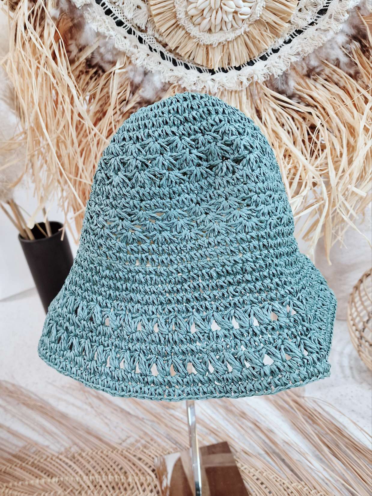 FISHER HAT MANDY PETROL Italy Design Fischerhut Sonnenhut Stroh Hut Sommerhut verstellbar YM0757