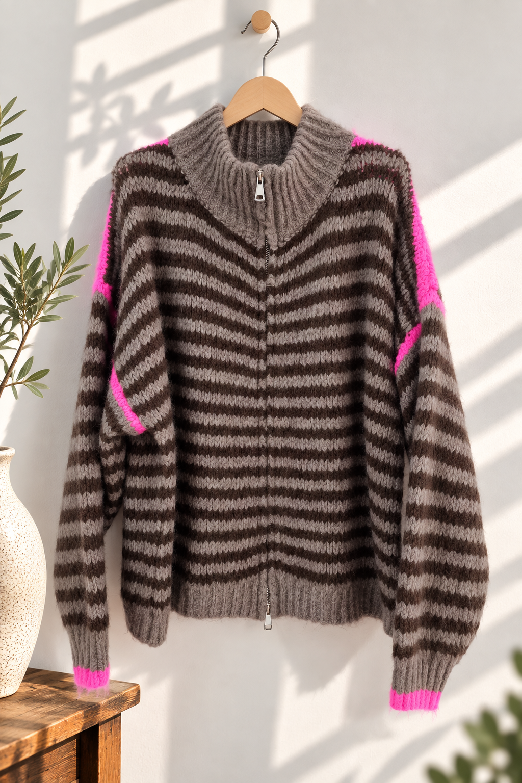 Cardigan mit Zwei-Wege-Reißverschluss – SJ0084 | Made in Italy 34-44 Strickjacke