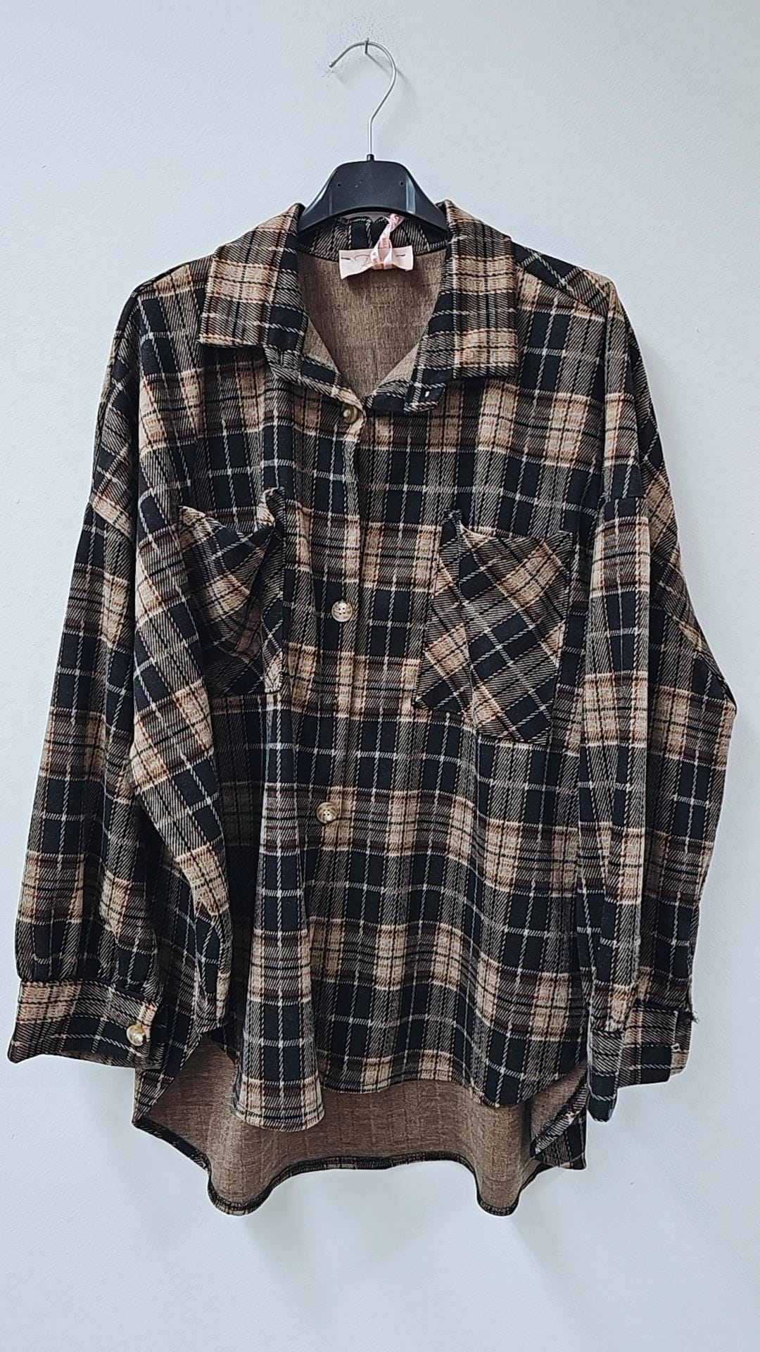 OVERSIZE FLANELLHEMD KARIERT WEICH Made in Italy Gr. 36 - 46 FH0107