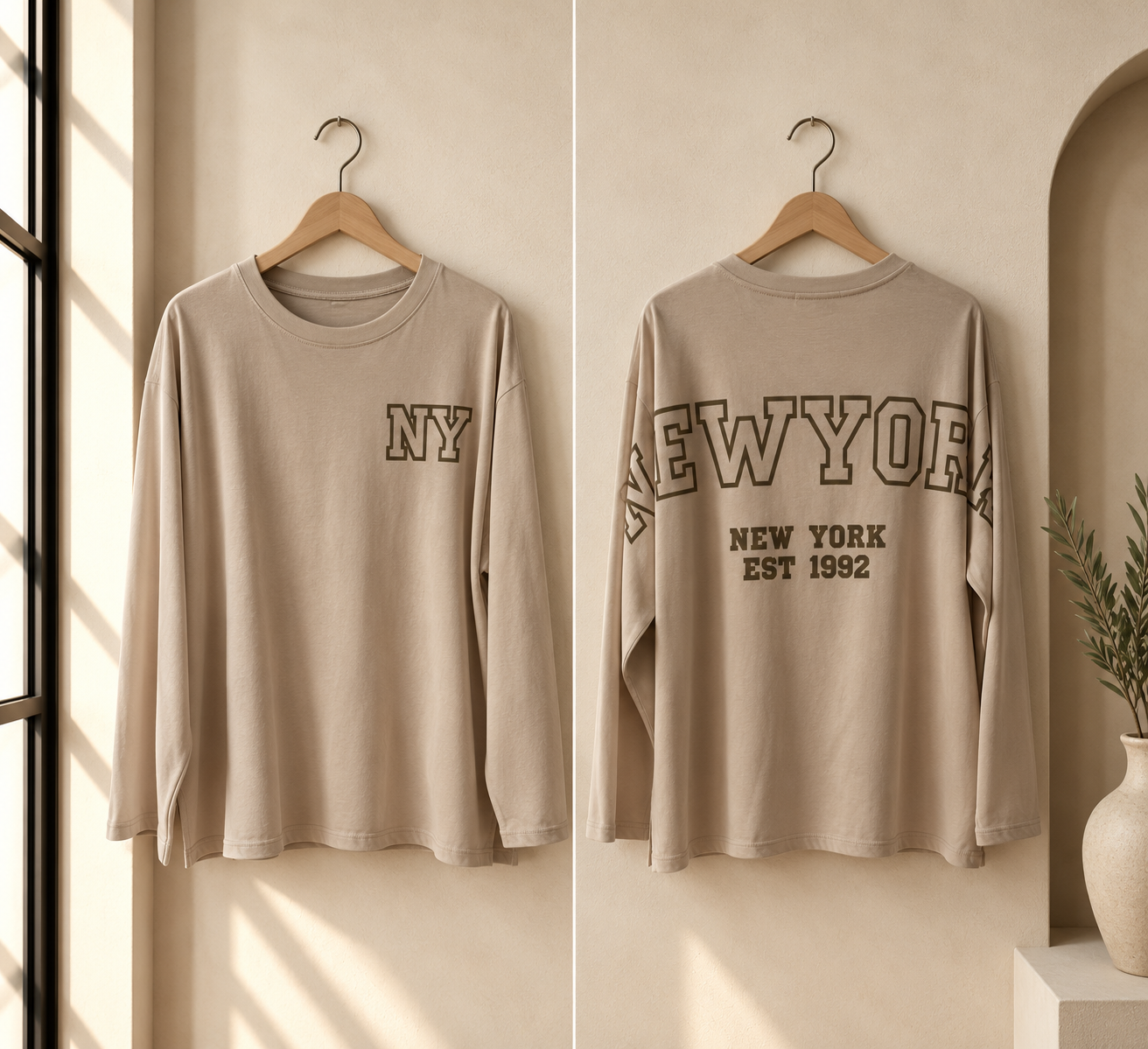 Longsleeve mit New York Statement-Print LS0063 I Made in Italy 34-42/44