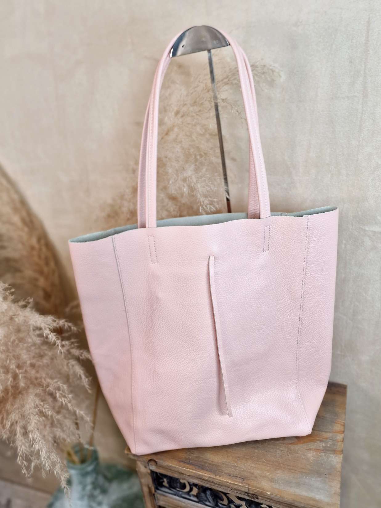 BASIC LEDER SHOPPER MARA LIGHT ROSA Made in Italy Ledertasche Tasche BASIC LEDER SHOPPER MARA LIGHT ROSA Made in Italy Ledertasche Tasche