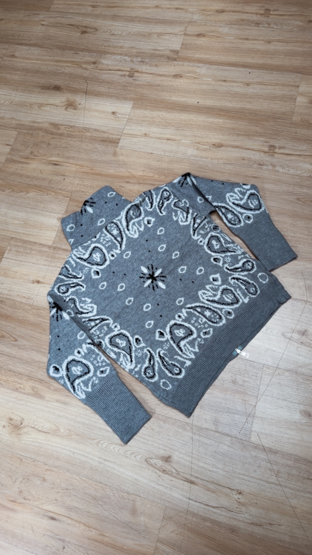 Zipper-Strickjacke mit Paisley-Muster SJ0165 I Made in Italy 34-40/42