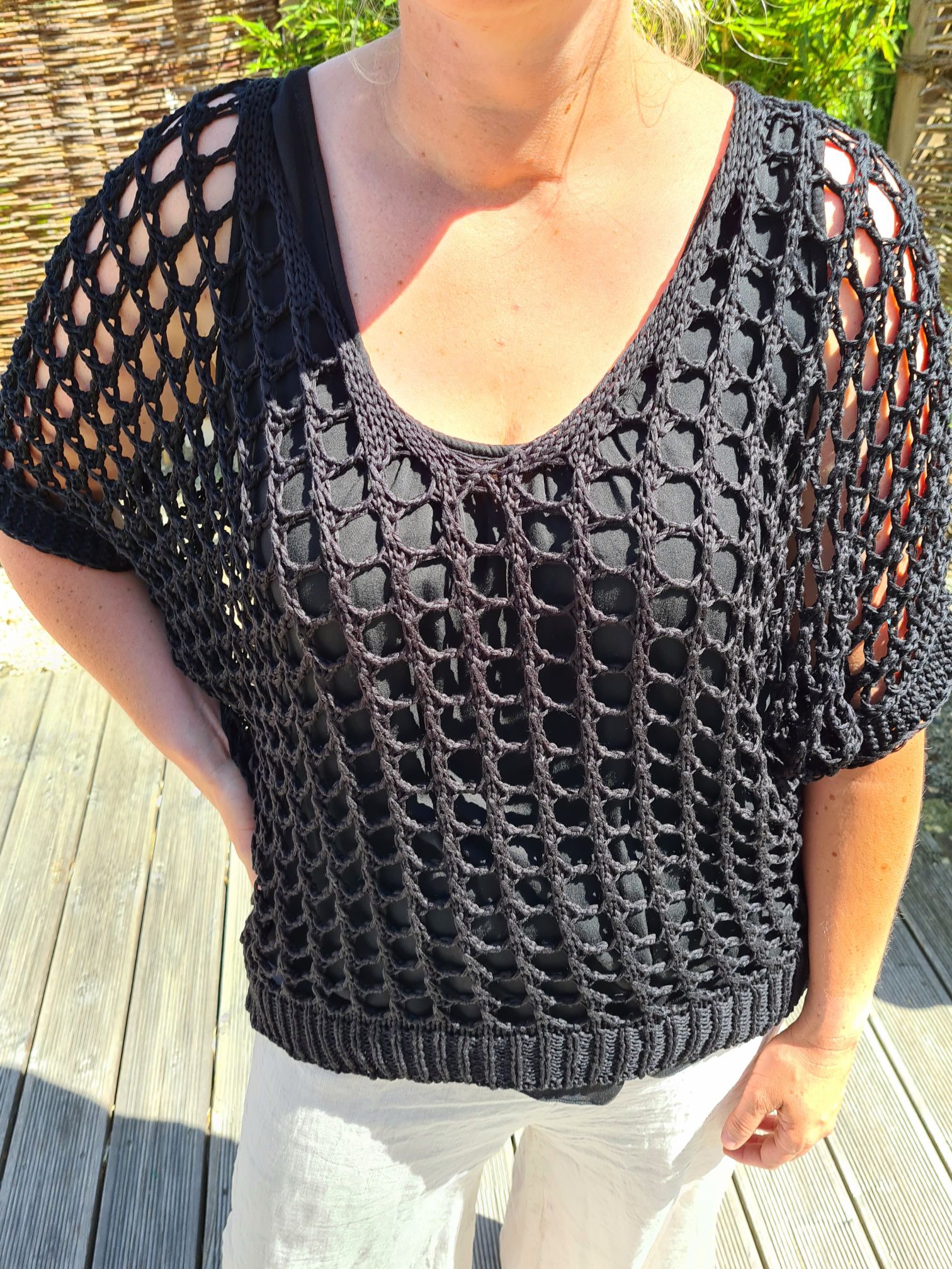 LOCHSTRICK PULLOVER KALYMNOS SCHWARZ 32-42 Made in Italy dünner Sommer Pullover Shirt Knit Sweater LOCHSTRICK PULLOVER KALYMNOS SCHWARZ 32-42 Made in Italy dünner Sommer Pullover Shirt Knit Sweater