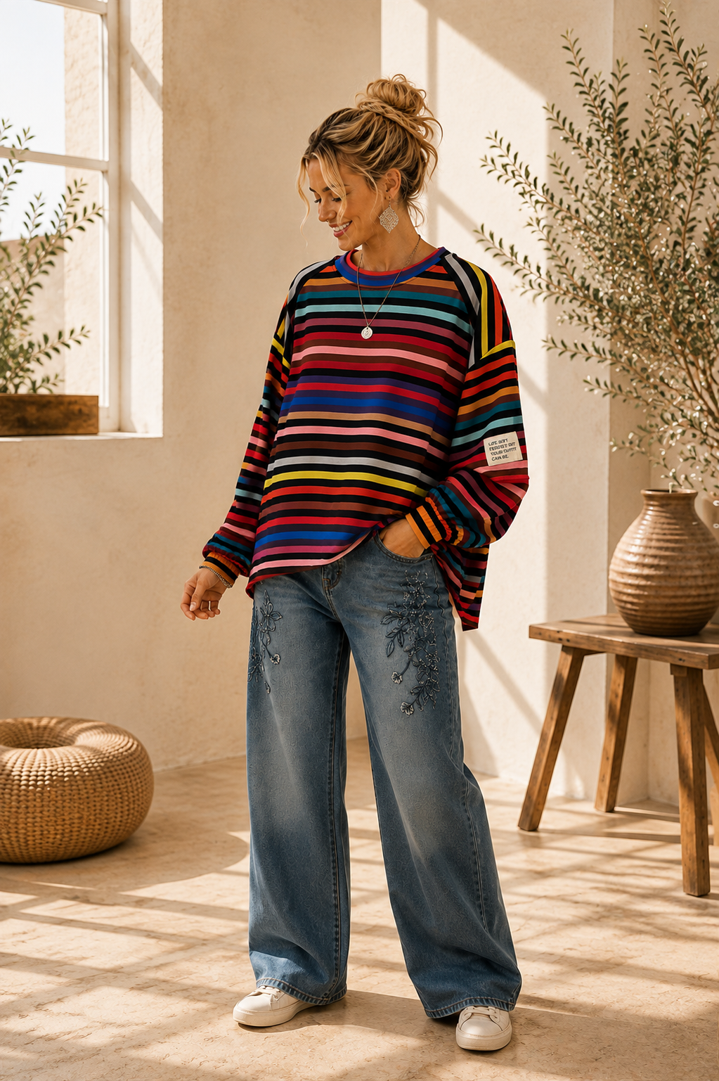Sweatshirt „Ottavia“ – Streifen-Look | Made in Italy | passend bis ca. Gr. 42/44