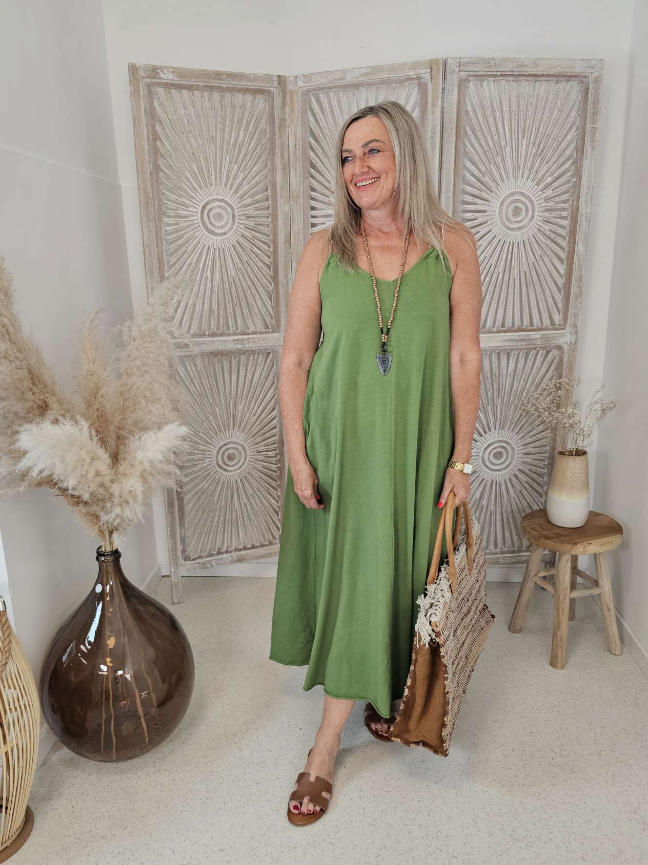 MAXI KLEID KRISTIN 36-42 Made in Italy Spaghetti Kleid