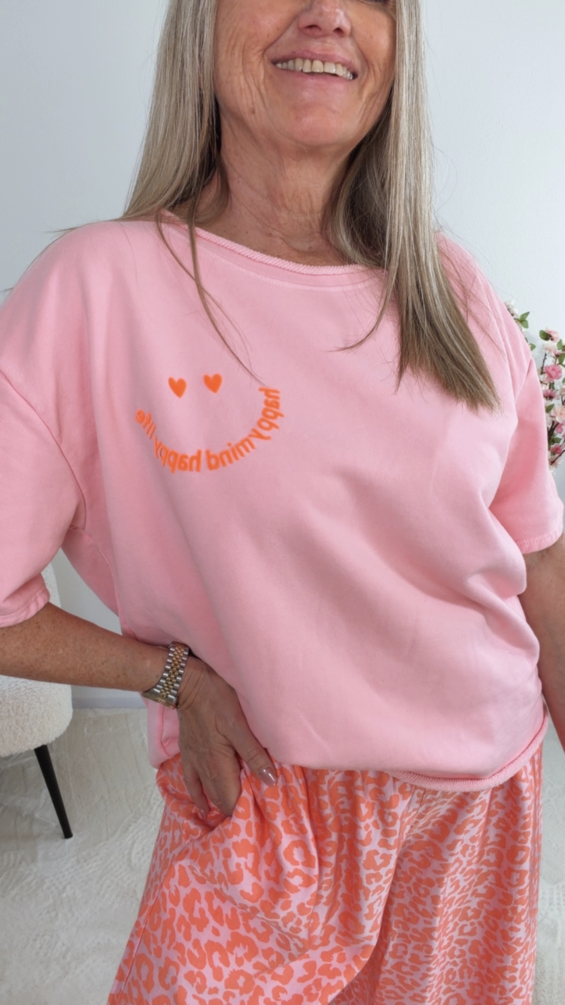 🌿💚✨ T-Shirt-Sweater happy mind happy life Elovira Made in Italy 34-42/44