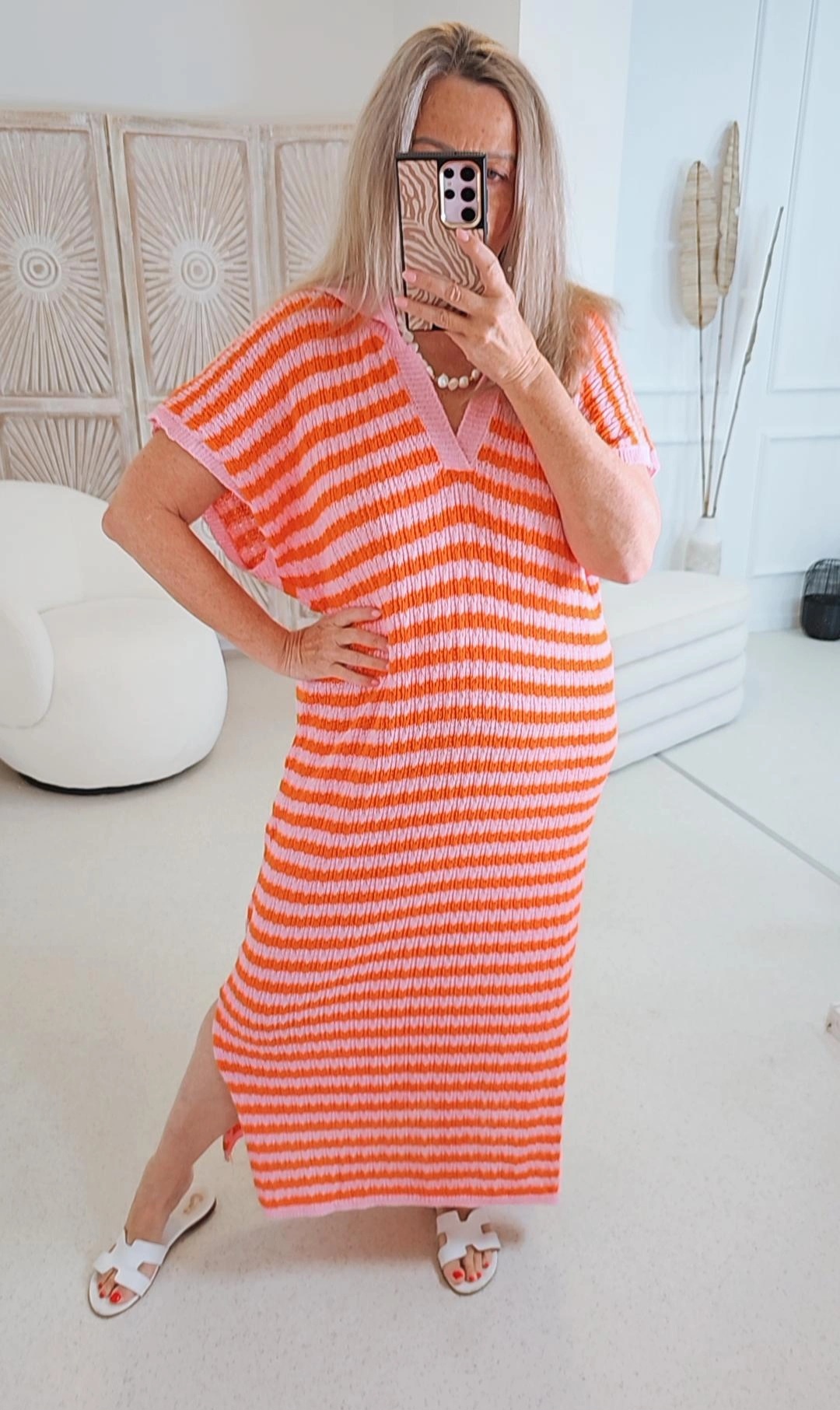 EDLES STRICKKLEID PAGUERA STRIPES Made in Italy 34 - 44 KNIT DRESS Oversize 
