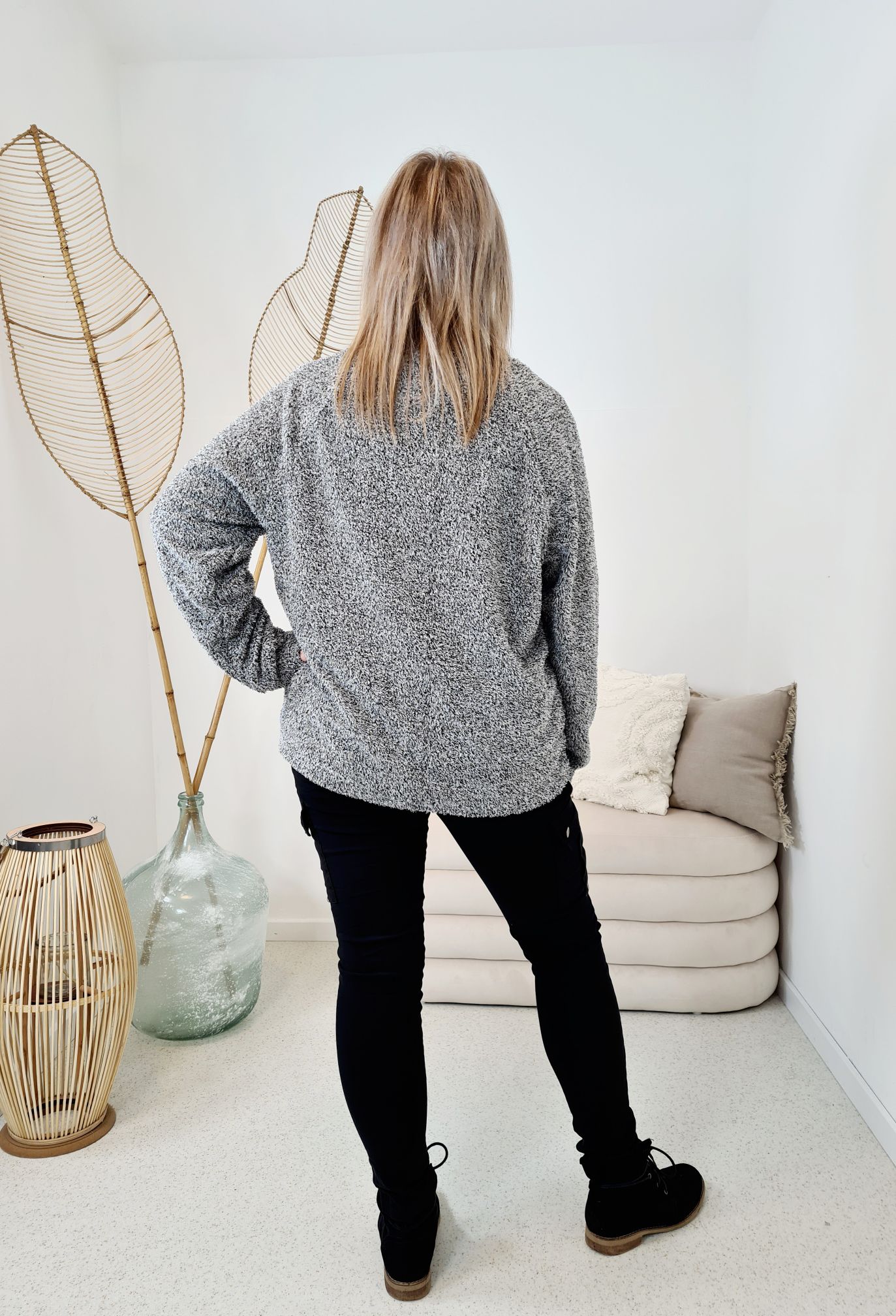 TEDDY JACKE ANETTE GRAU MELIERT Sweater Made in Italy 34-42 Longsleeve Pullover versch. Farben TEDDY JACKE ANETTE GRAU MELIERT Sweater Made in Italy 34-42 Longsleeve Pullover versch. Farben