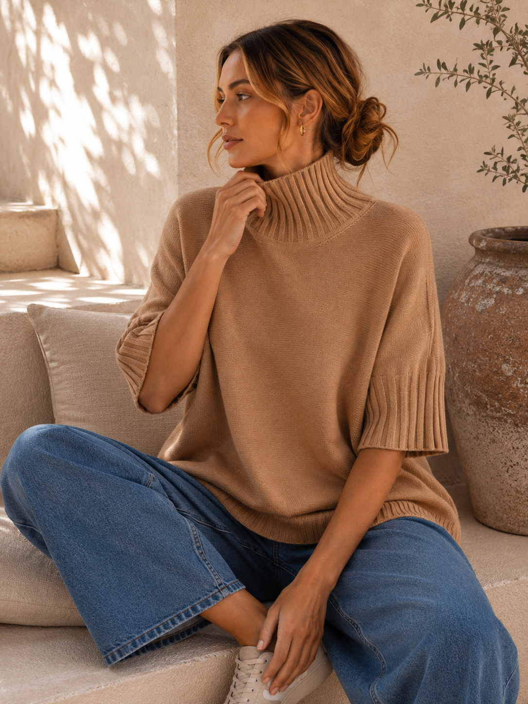 Strickpullover mit Stehkragen & Rippenstrick I NO. SP0017 I Made in Italy 34-42/44