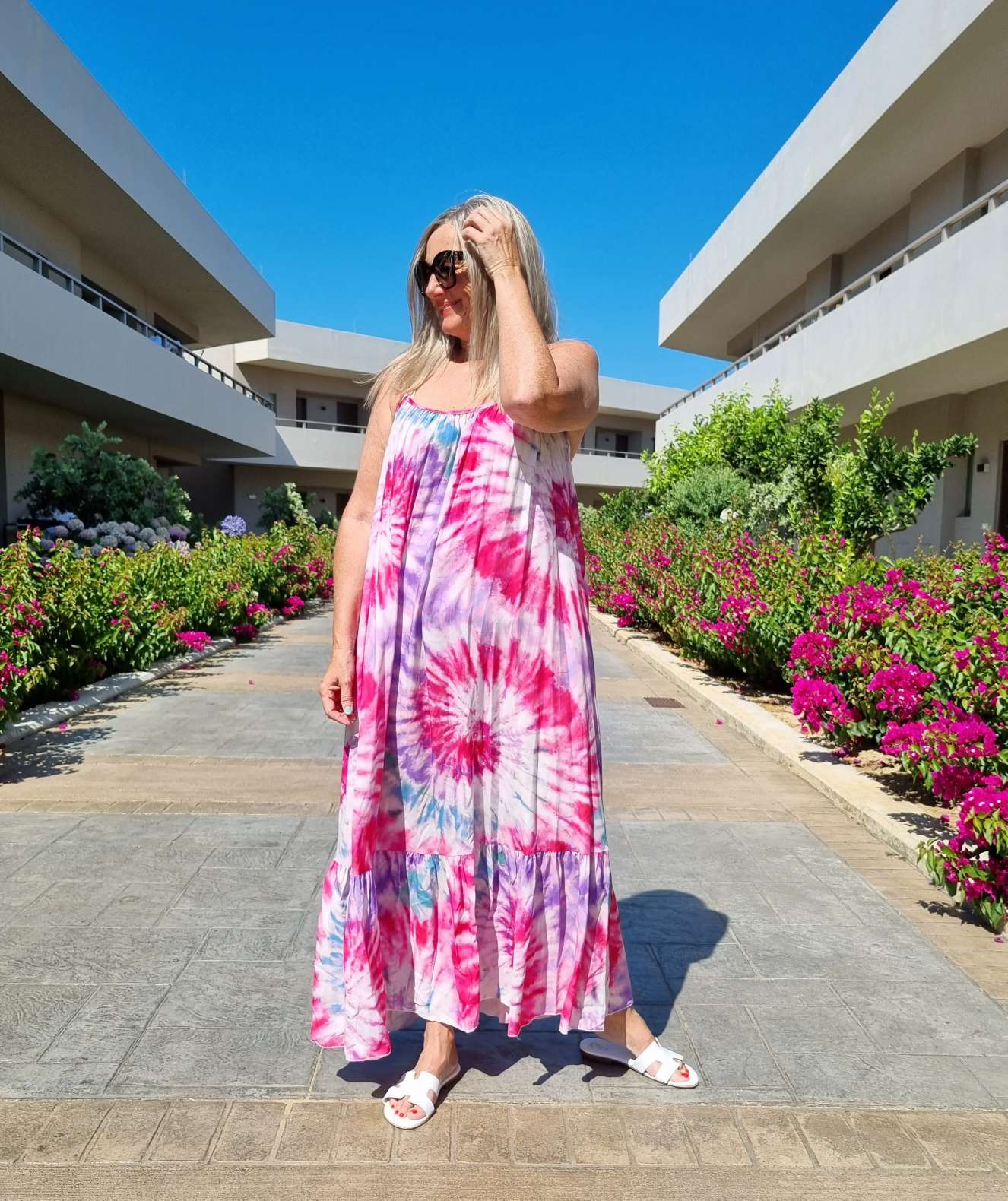 SPAGHETTI DRESS DALLAS PINK 34-42 Made in Italy Maxi Kleid Sommer Strandkleid Abendkleid BATIK Tie Dye SPAGHETTI DRESS DALLAS PINK 34-42 Made in Italy Maxi Kleid Sommer Strandkleid Abendkleid BATIK Tie Dye